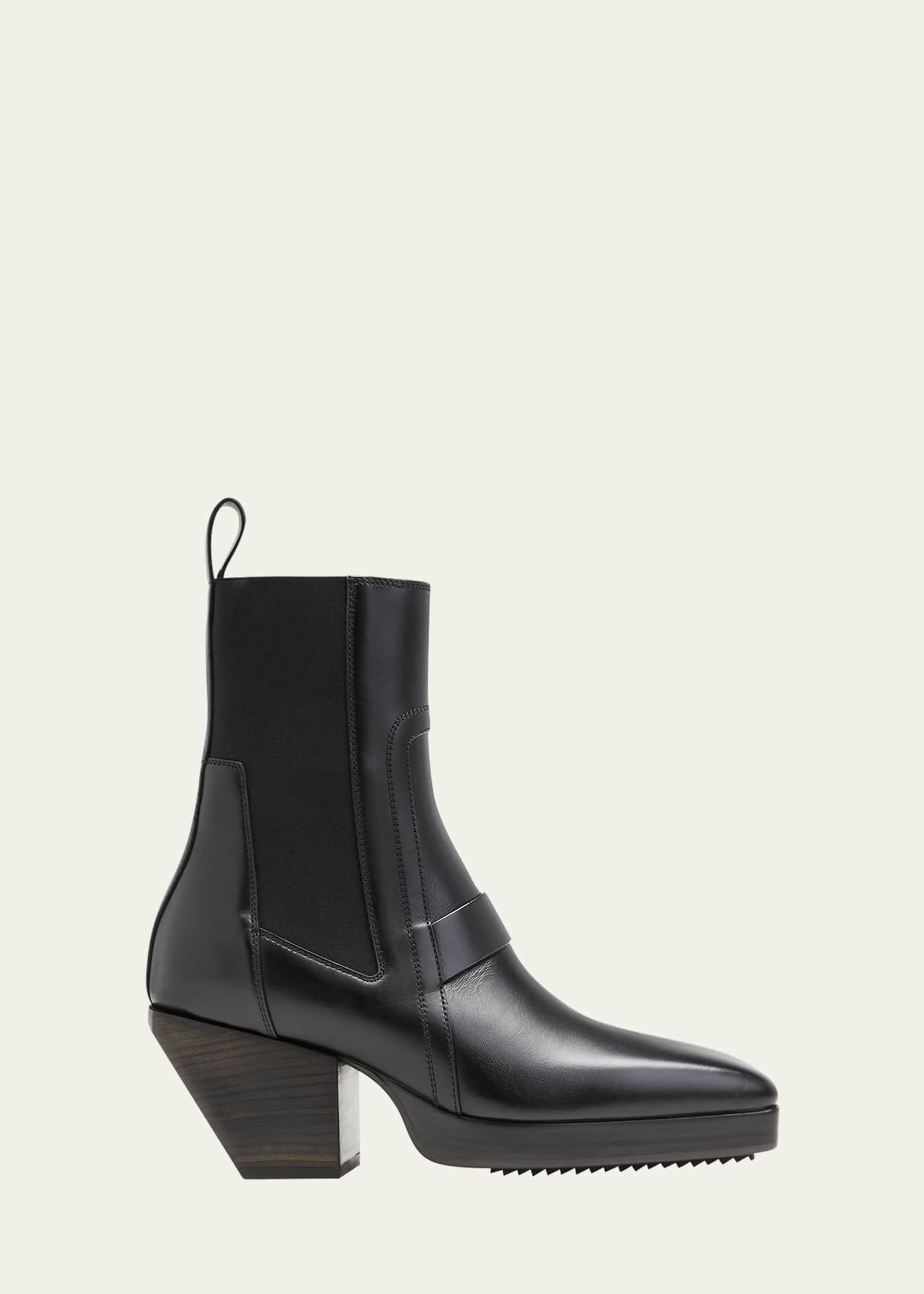 Rick Owens Calfskin Square-Toe Chelsea Booties