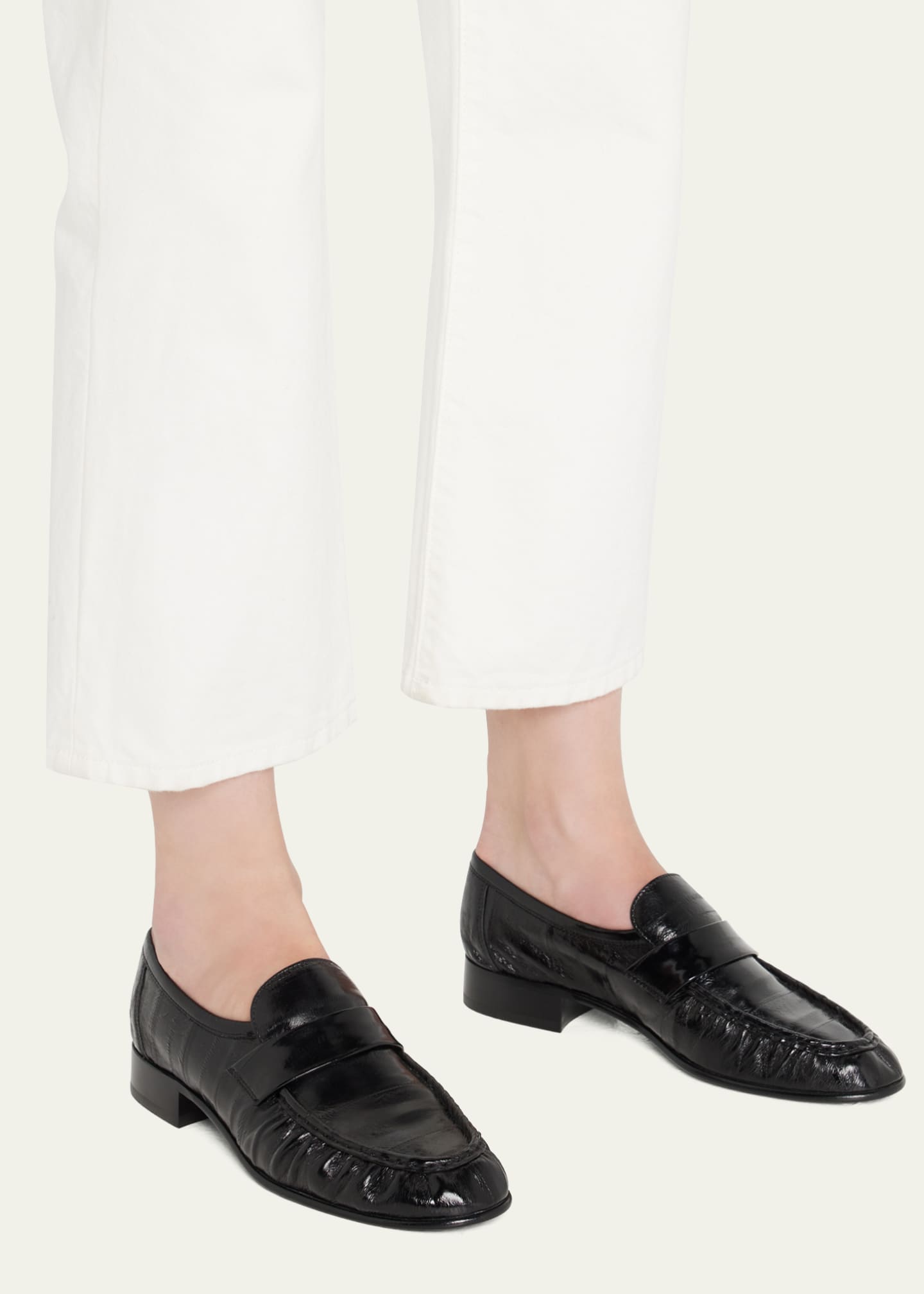 THE ROW Soft Leather Flat Loafers - Bergdorf Goodman