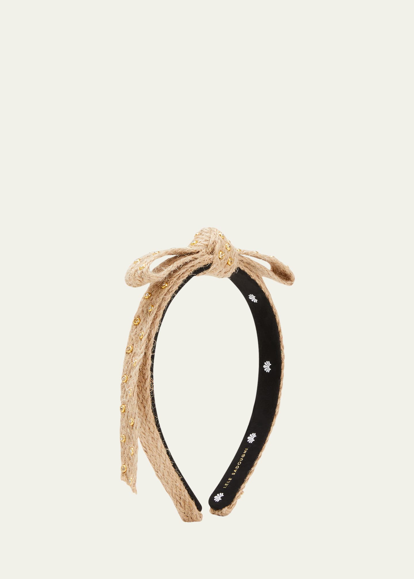 Lele Sadoughi Studded Bow Burlap Slim Headband Bergdorf Goodman