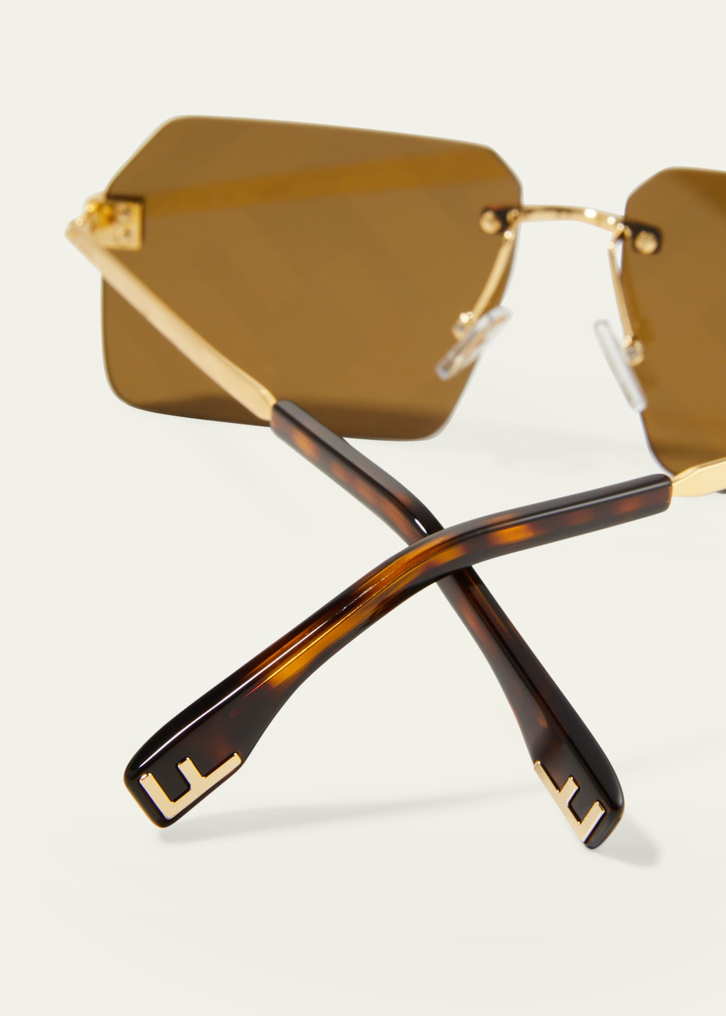 Fendi Men's FF-Lens Bi-Layer Square Sunglasses