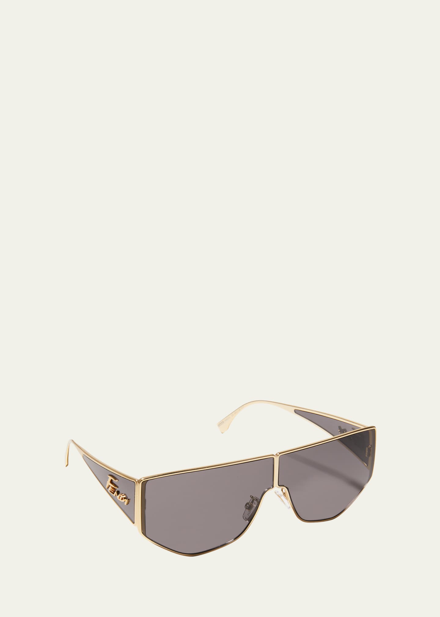 Fendi Sunglasses Men Women's Shield Made In Italy Logo Wrap Authentic Silver