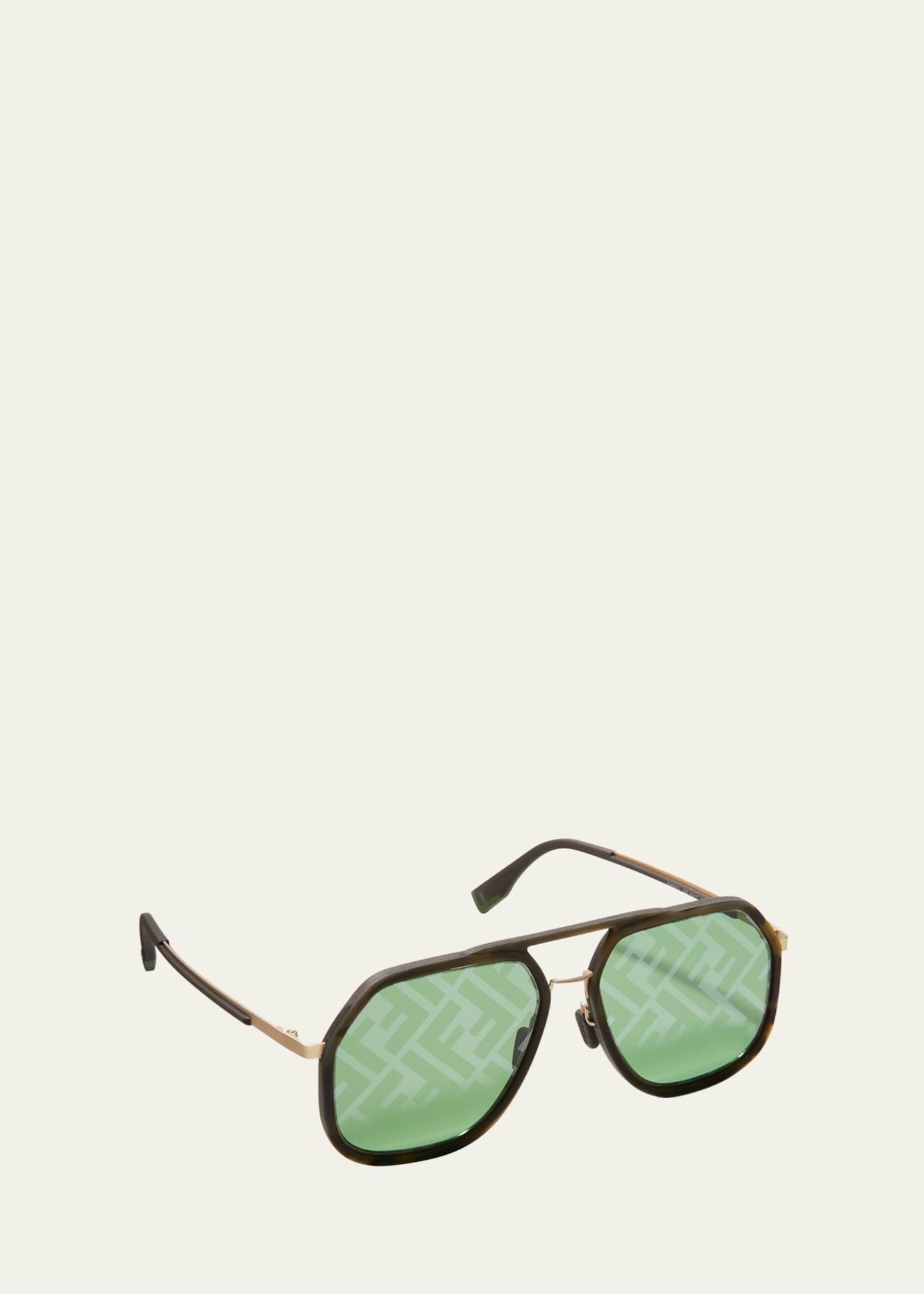 Fendi Men's FF-Monogram Lens Round Aviator Sunglasses - Bergdorf Goodman