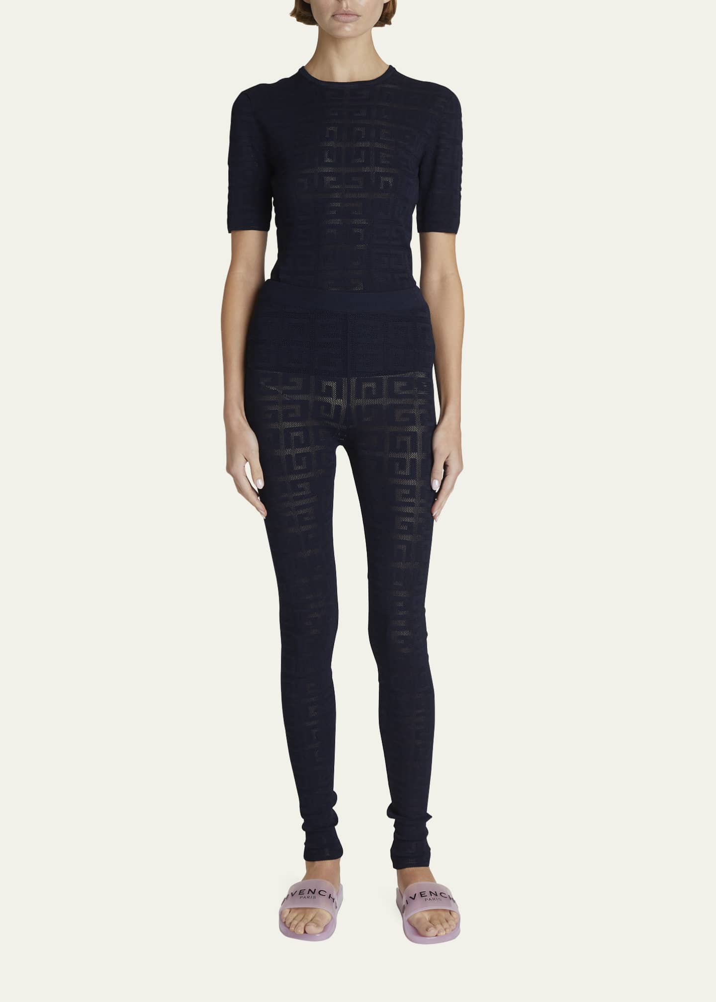 Givenchy 4G Jacquard Transparent Legging in Black