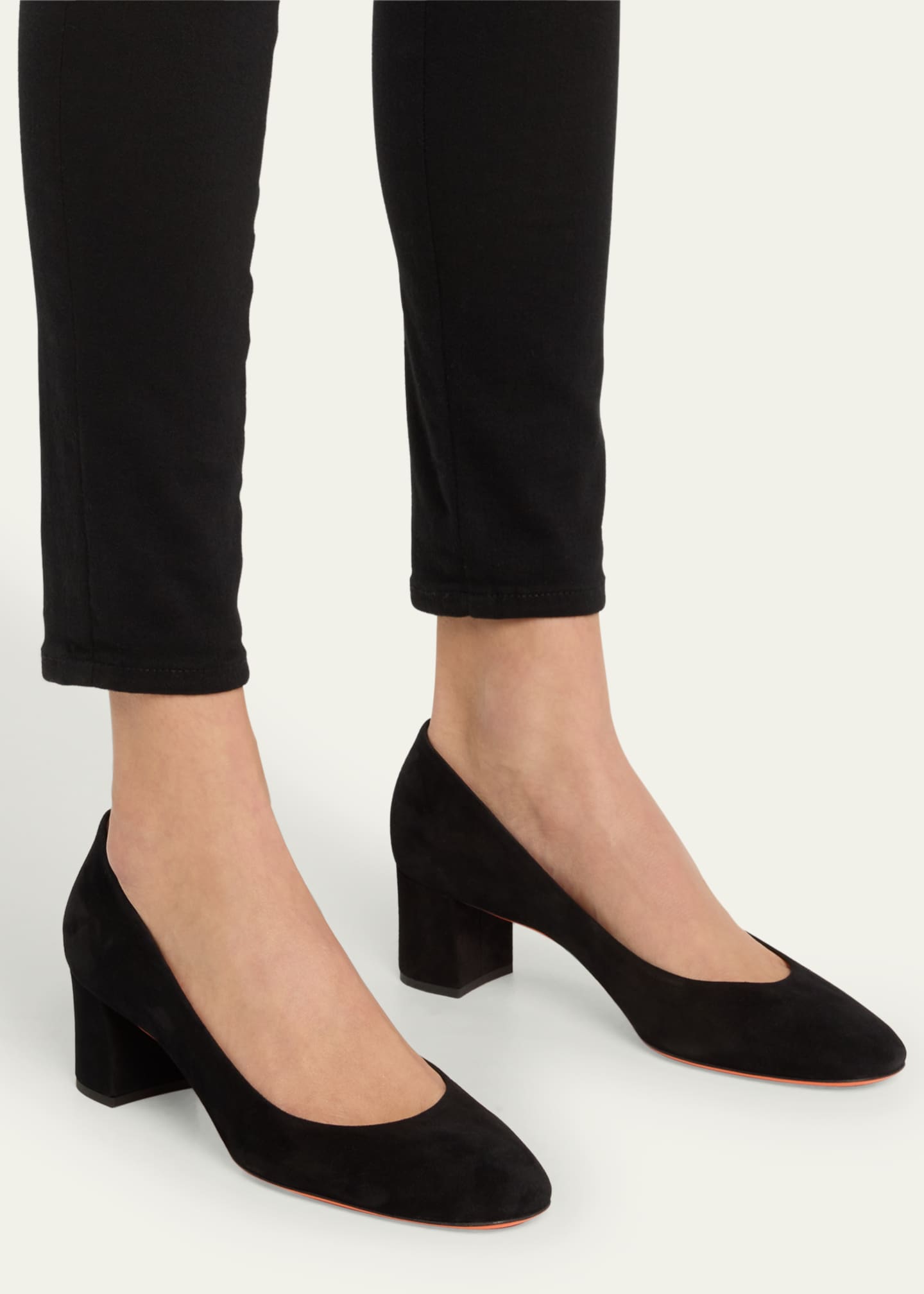 Santoni Flight Suede Block Heel Pumps Bergdorf Goodman