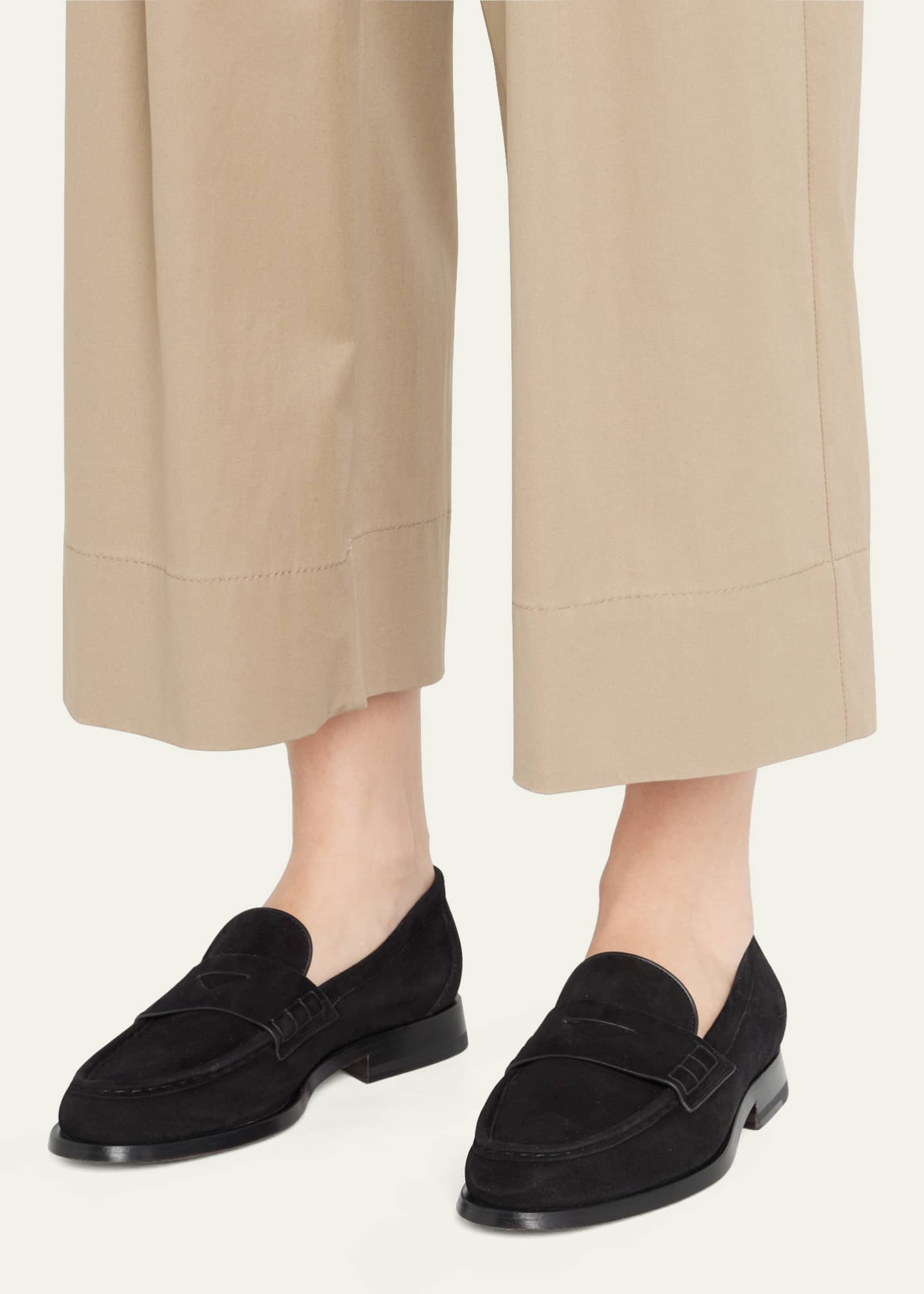 santoni suede penny loafers