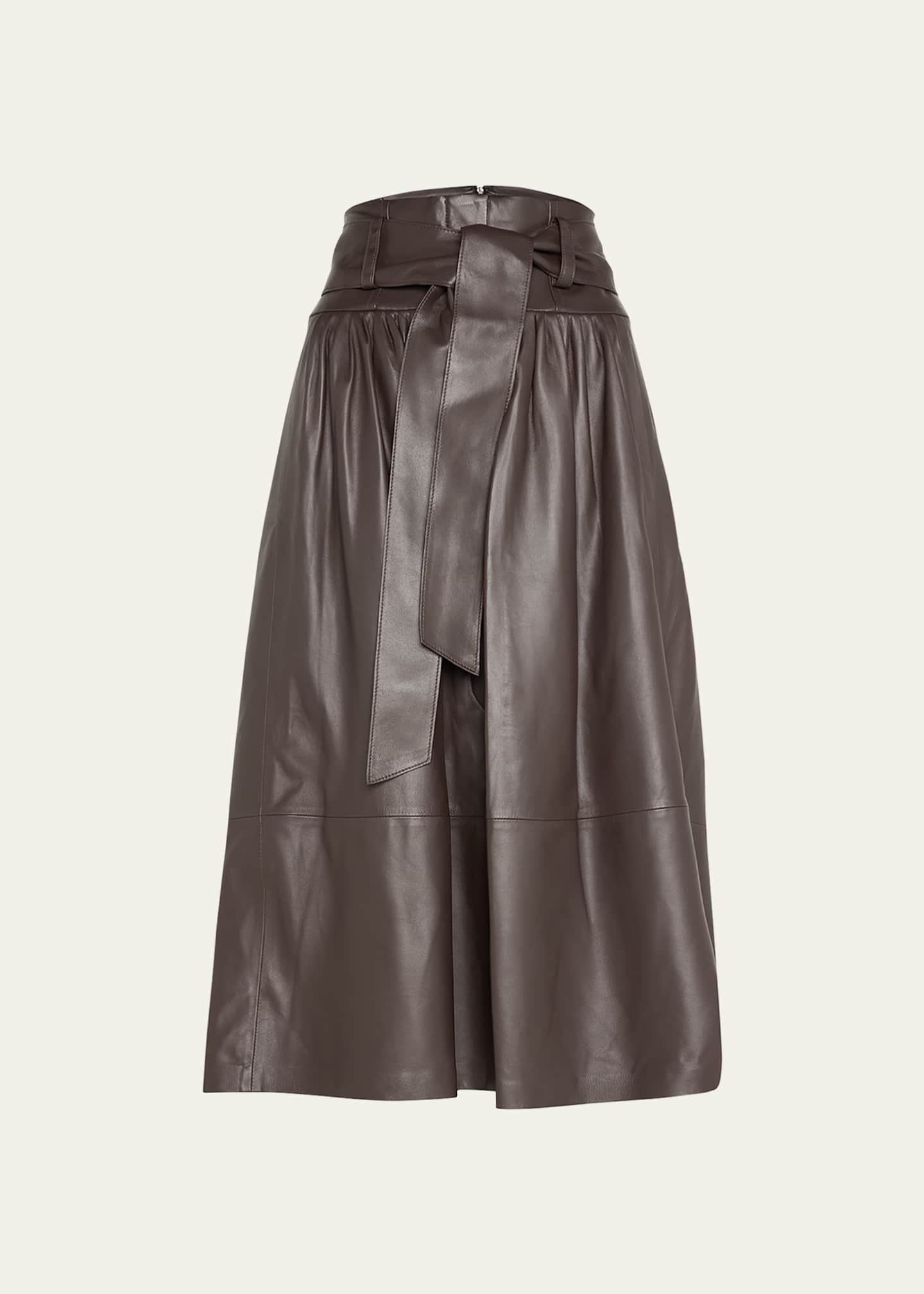 Vince Leather Pleated Midi Skirt - Bergdorf Goodman