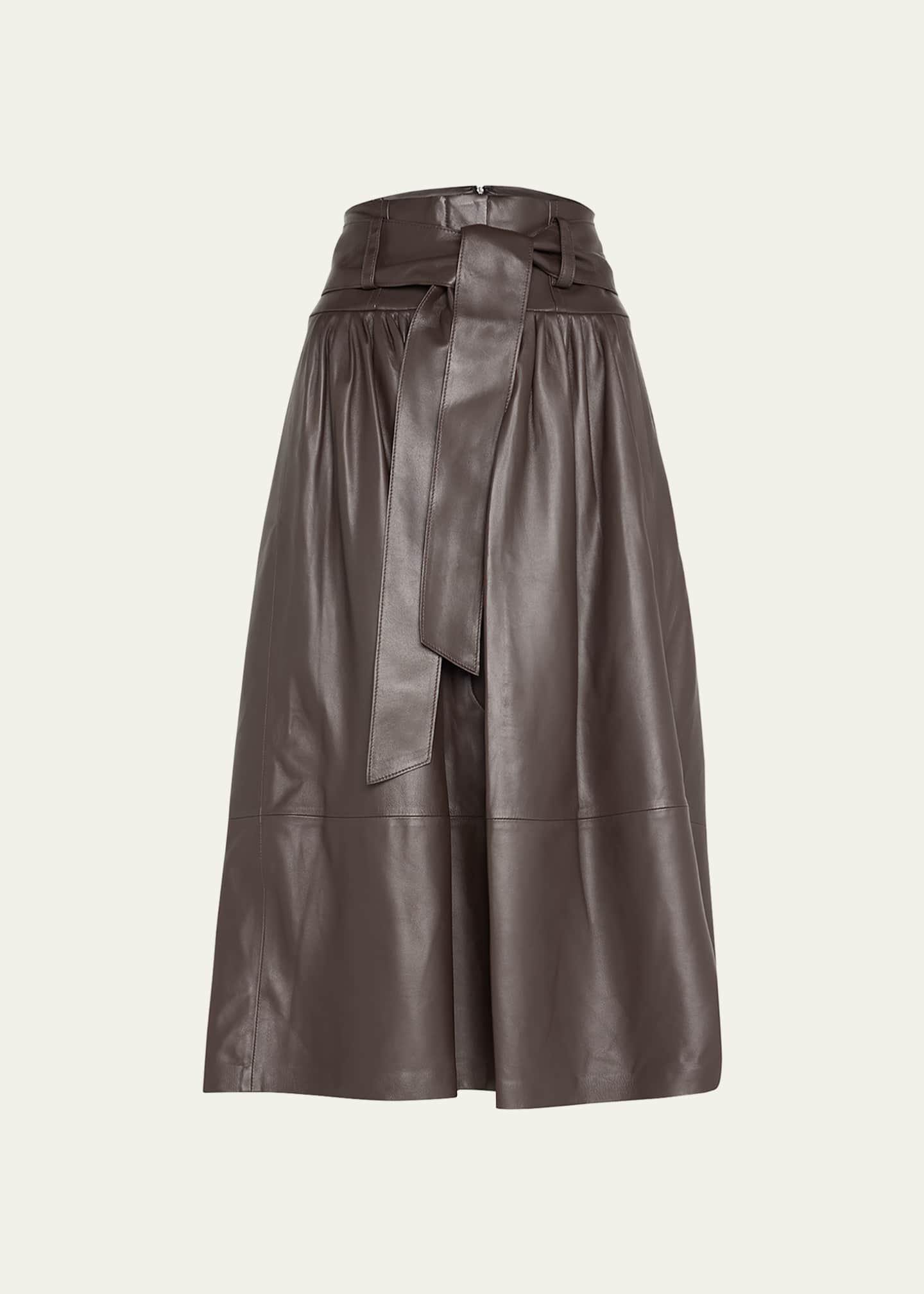 Vince Leather Pleated Midi Skirt Bergdorf Goodman