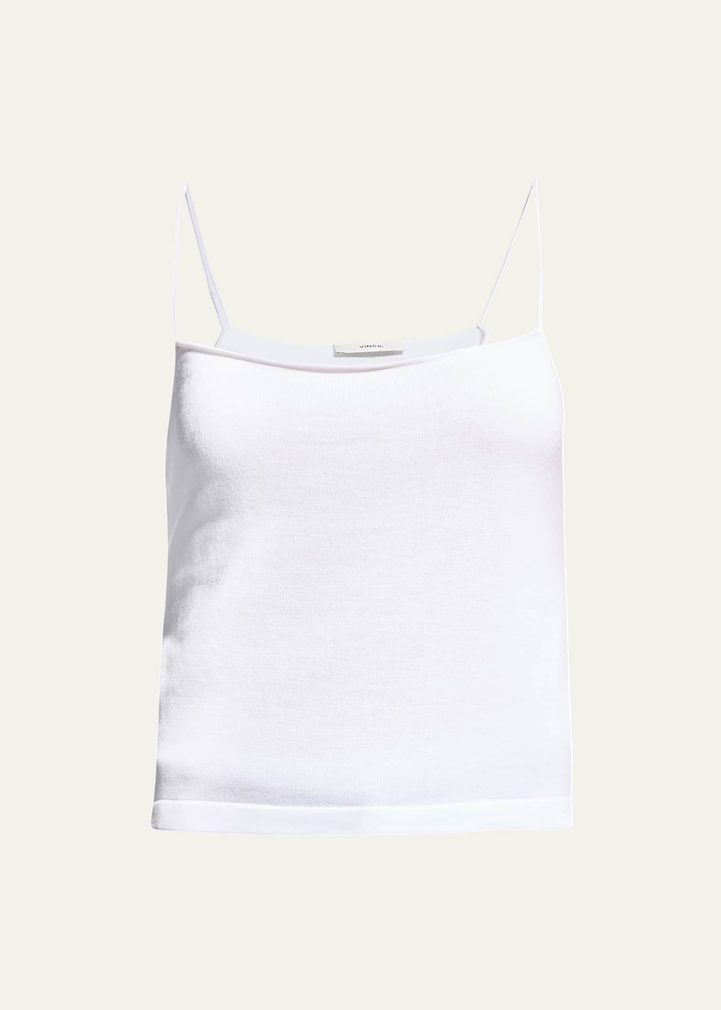 White Rib Spaghetti Strap Crop Top