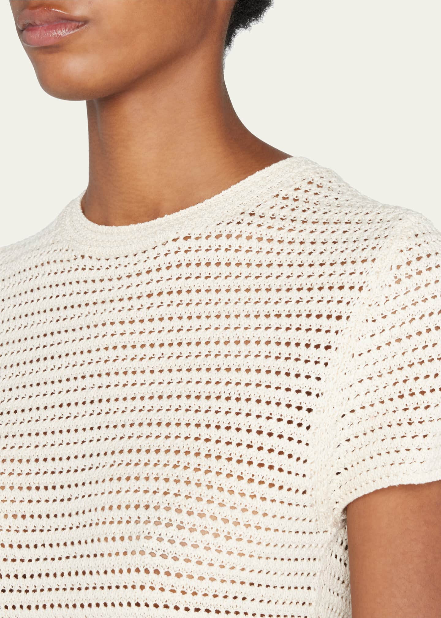 Vince ShortSleeve Cotton Crochet Top Bergdorf Goodman