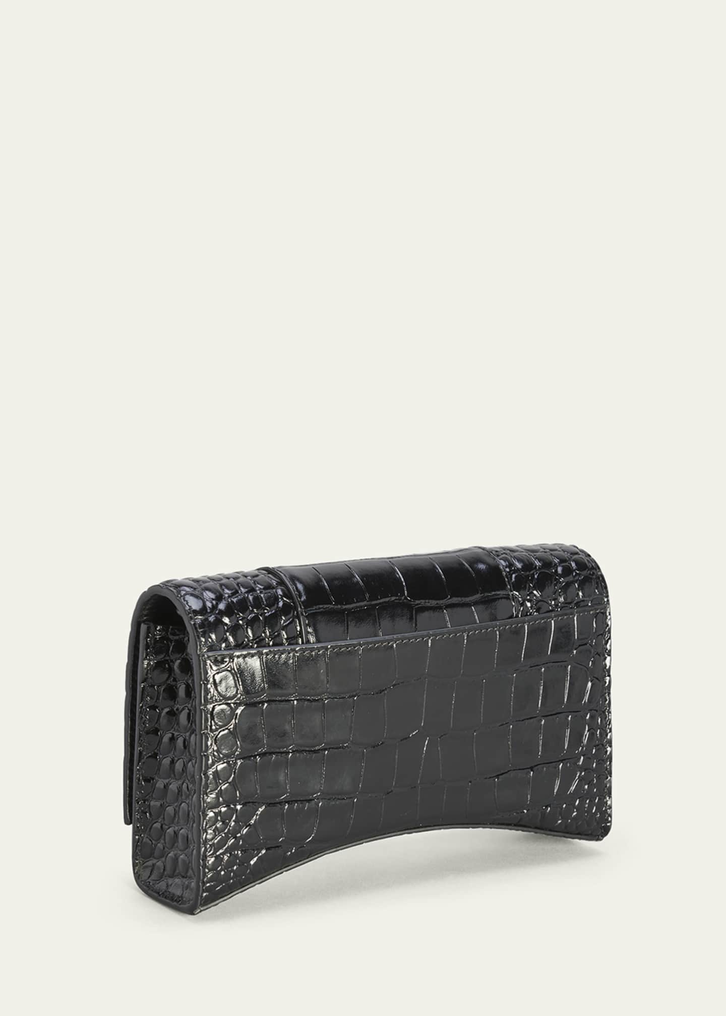 Balenciaga Women's Hourglass Leather Wallet-On-Chain Black