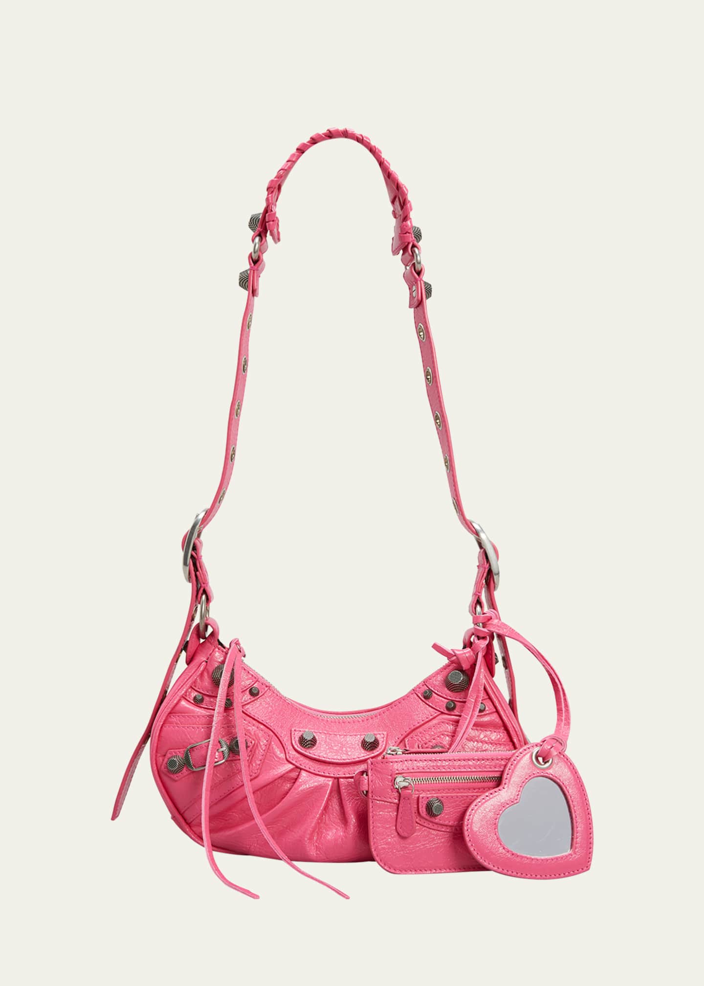 Le Cagole XS Leather Shoulder Bag in Pink - Balenciaga