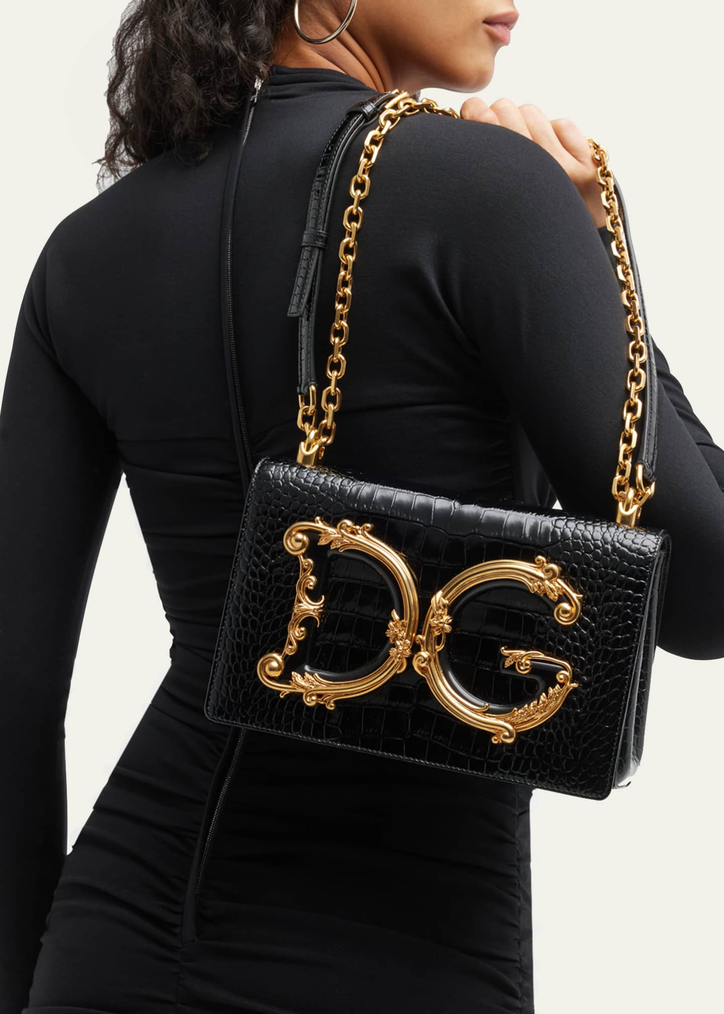 Dolce&Gabbana DG Girl's Croc-Embossed Chain Crossbody Bag - Bergdorf ...