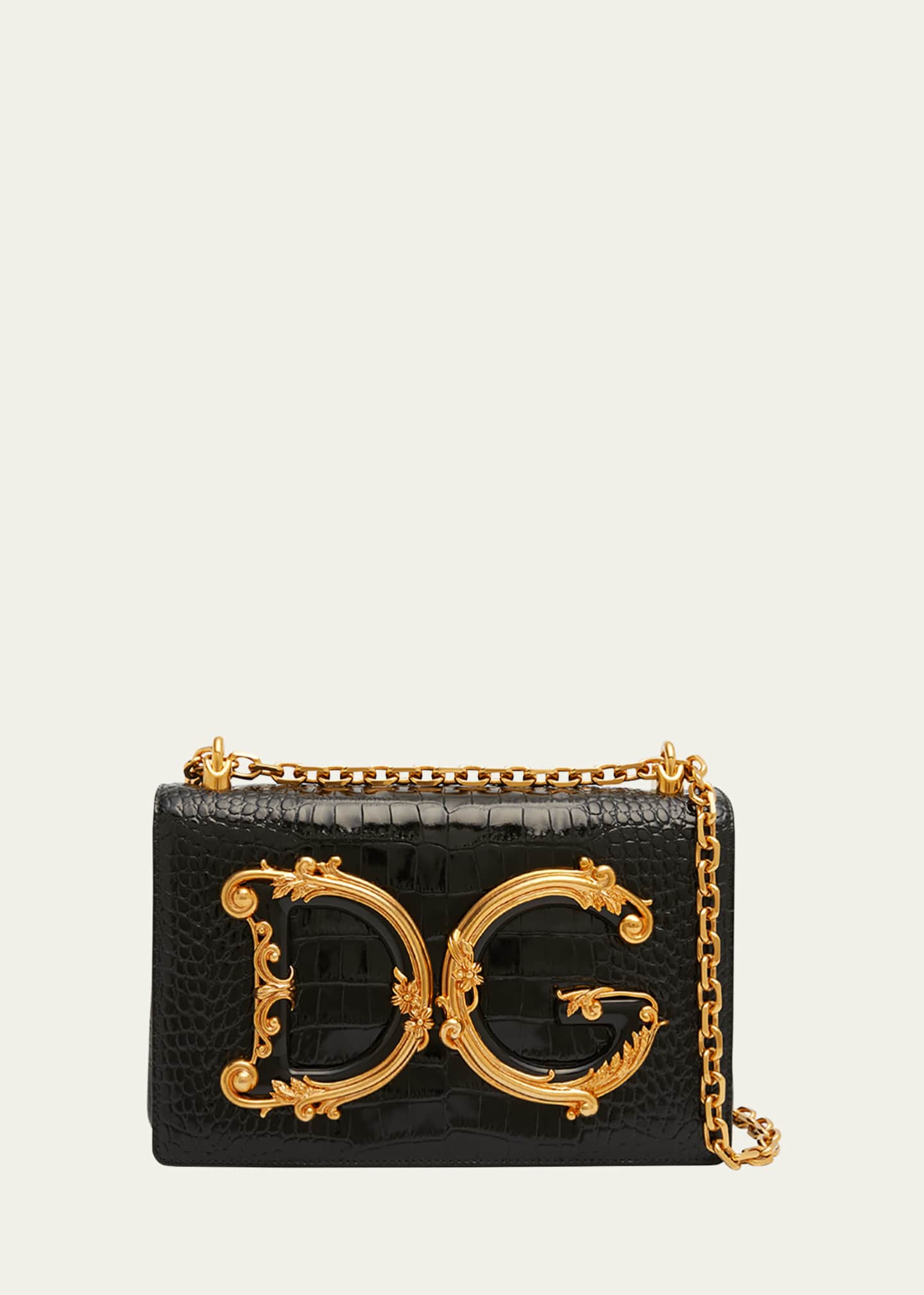 Dolce&Gabbana DG Girl's Croc-Embossed Chain Crossbody Bag - Bergdorf ...