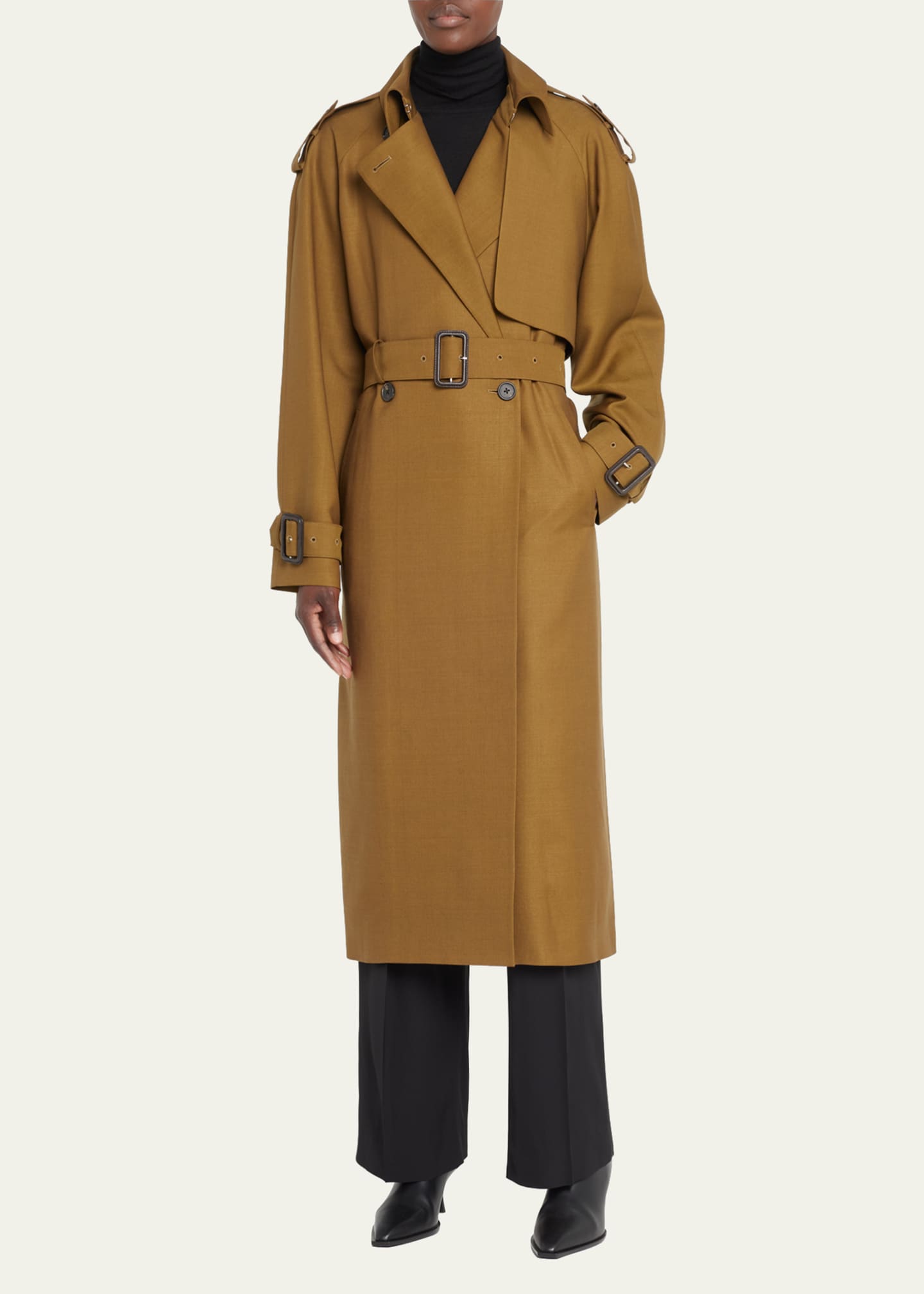 THE ROW Yeli DoubleBreasted Wool Trench Coat Bergdorf Goodman