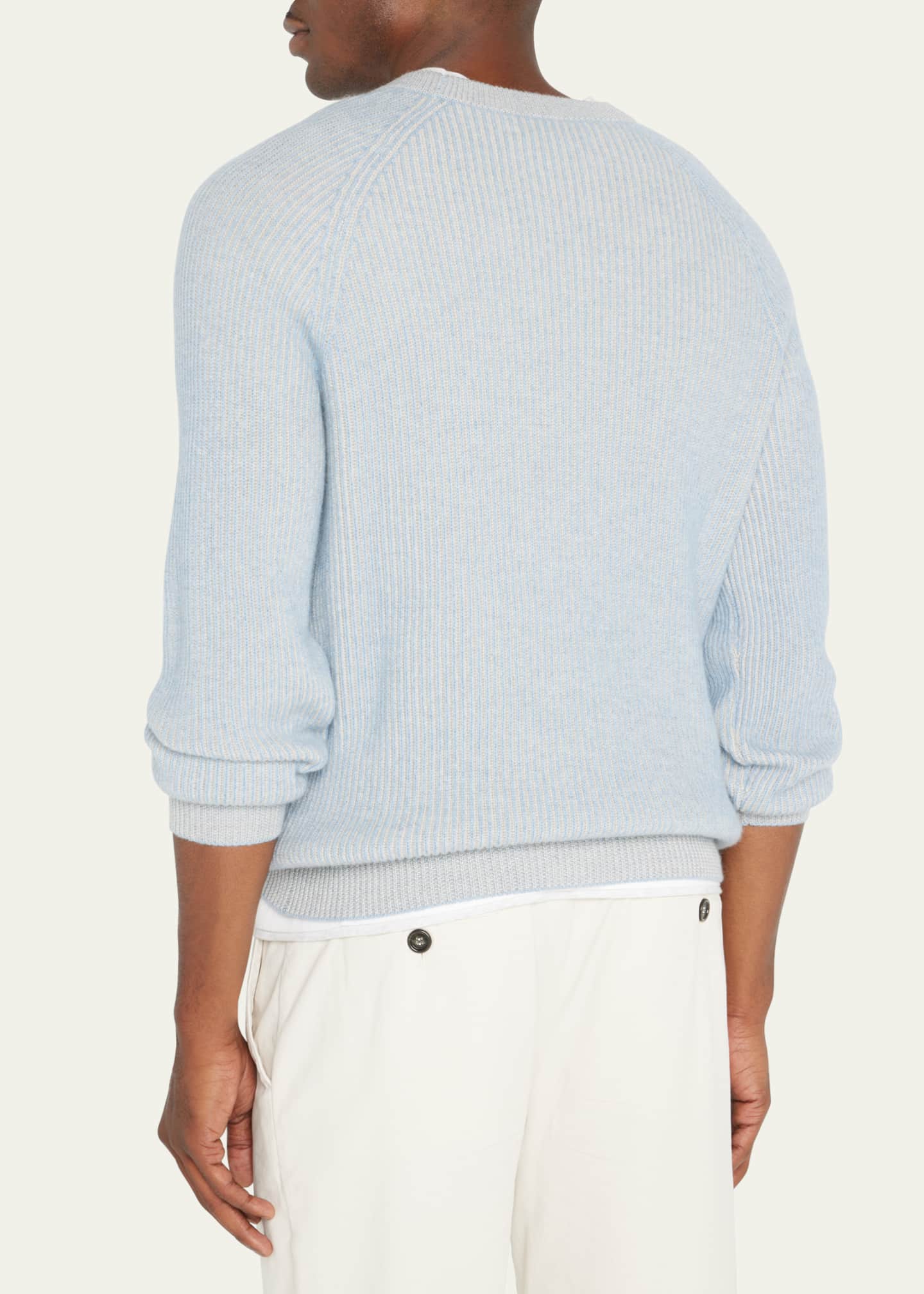 Brunello Cucinelli Men's Cashmere RibKnit Crewneck Sweater Bergdorf