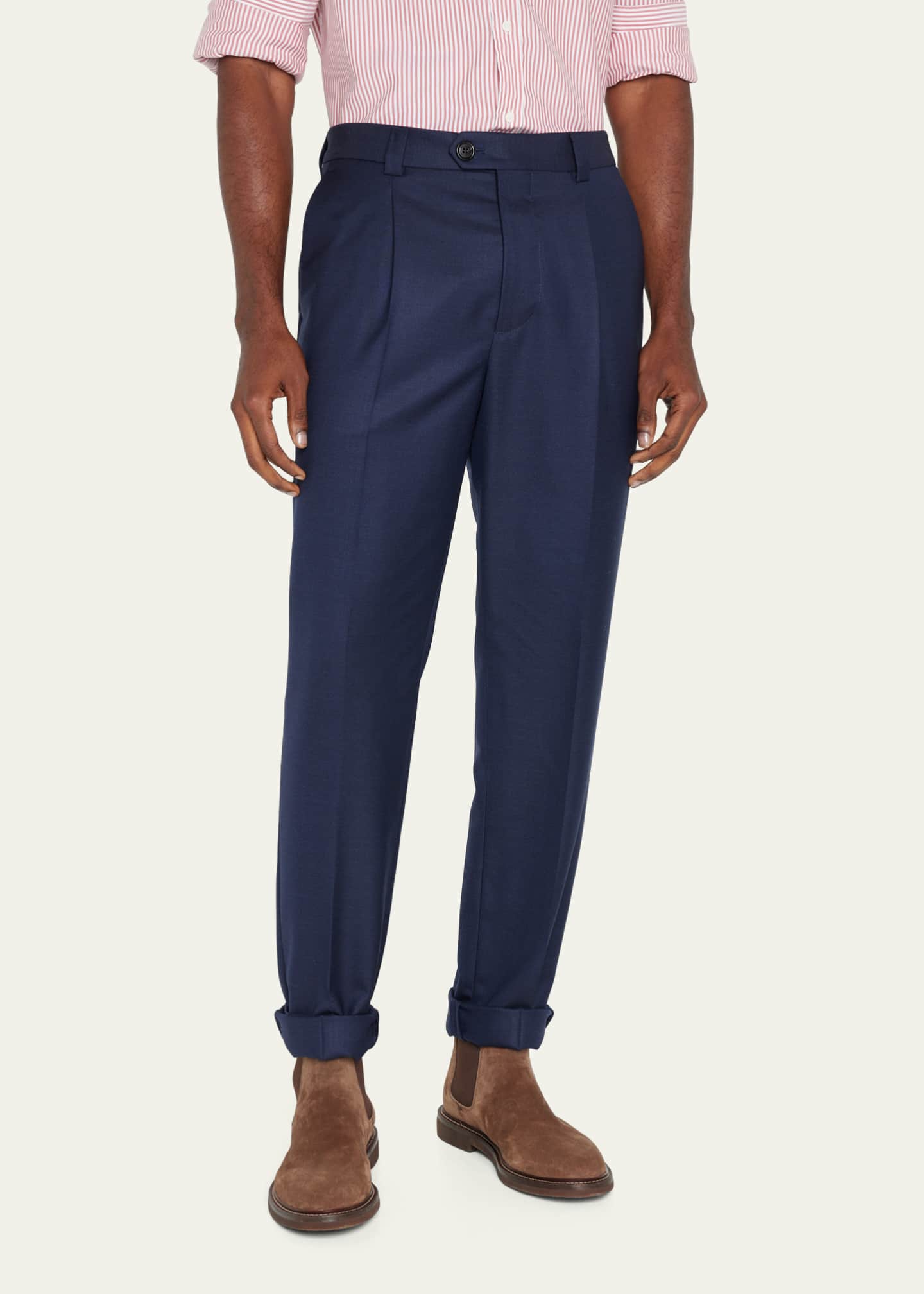 Brunello Cucinelli Men s Wool Pleated Dress Pants Bergdorf Goodman