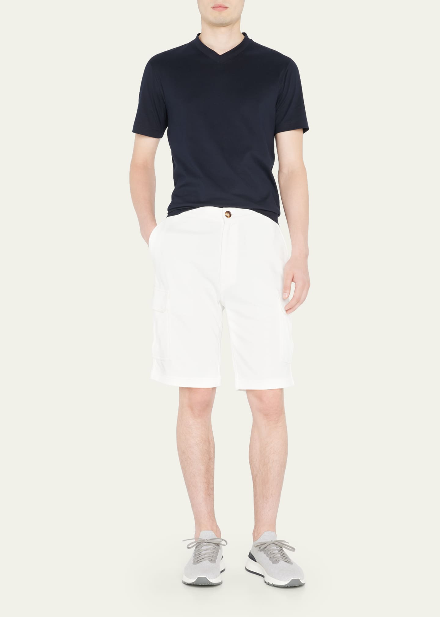 Brunello Cucinelli Men's 100 Cotton Cargo Sweat Shorts Image 2 of 5