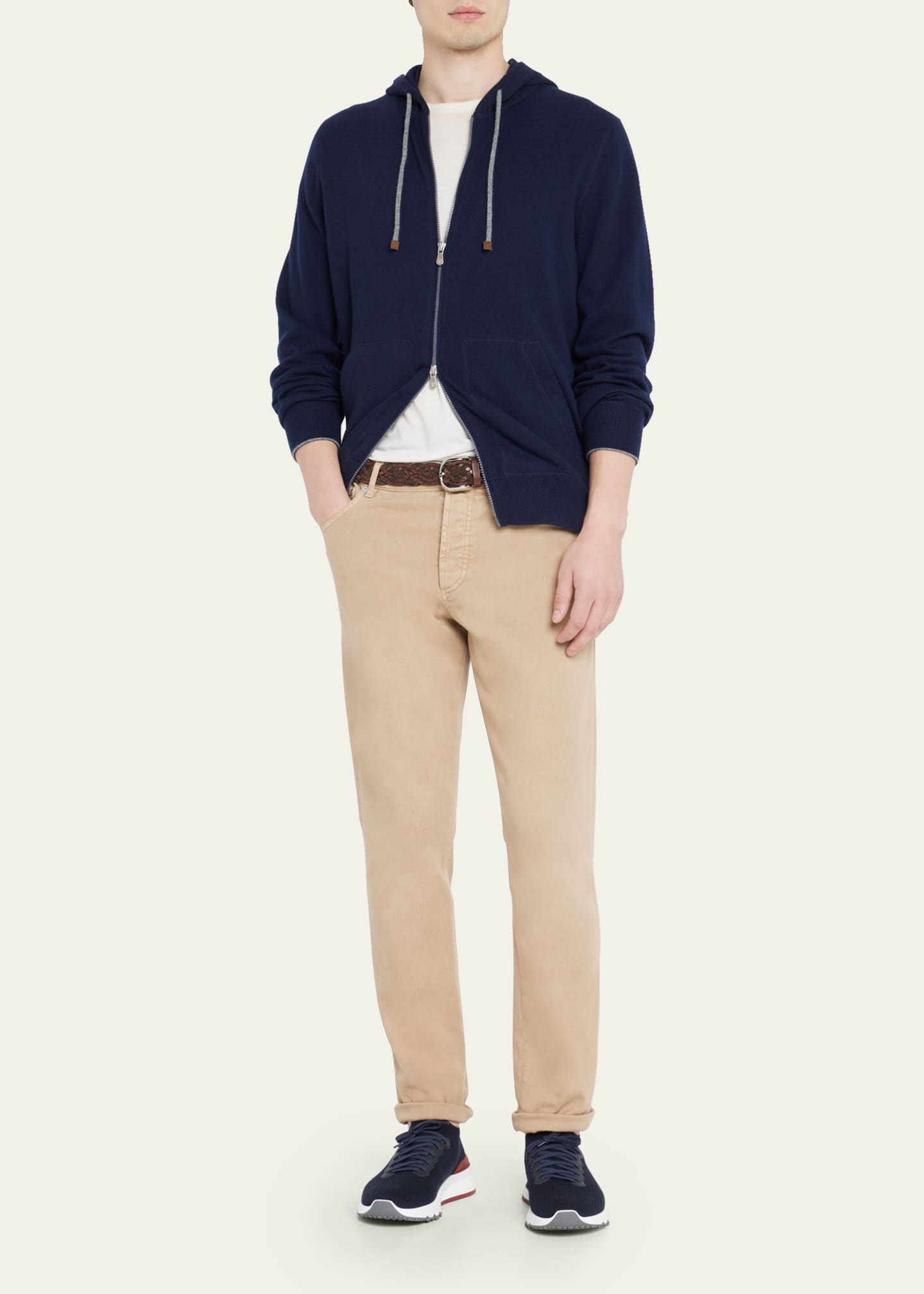 Brunello Cucinelli Men's Cashmere Full-Zip Hoodie Image 2 of 5