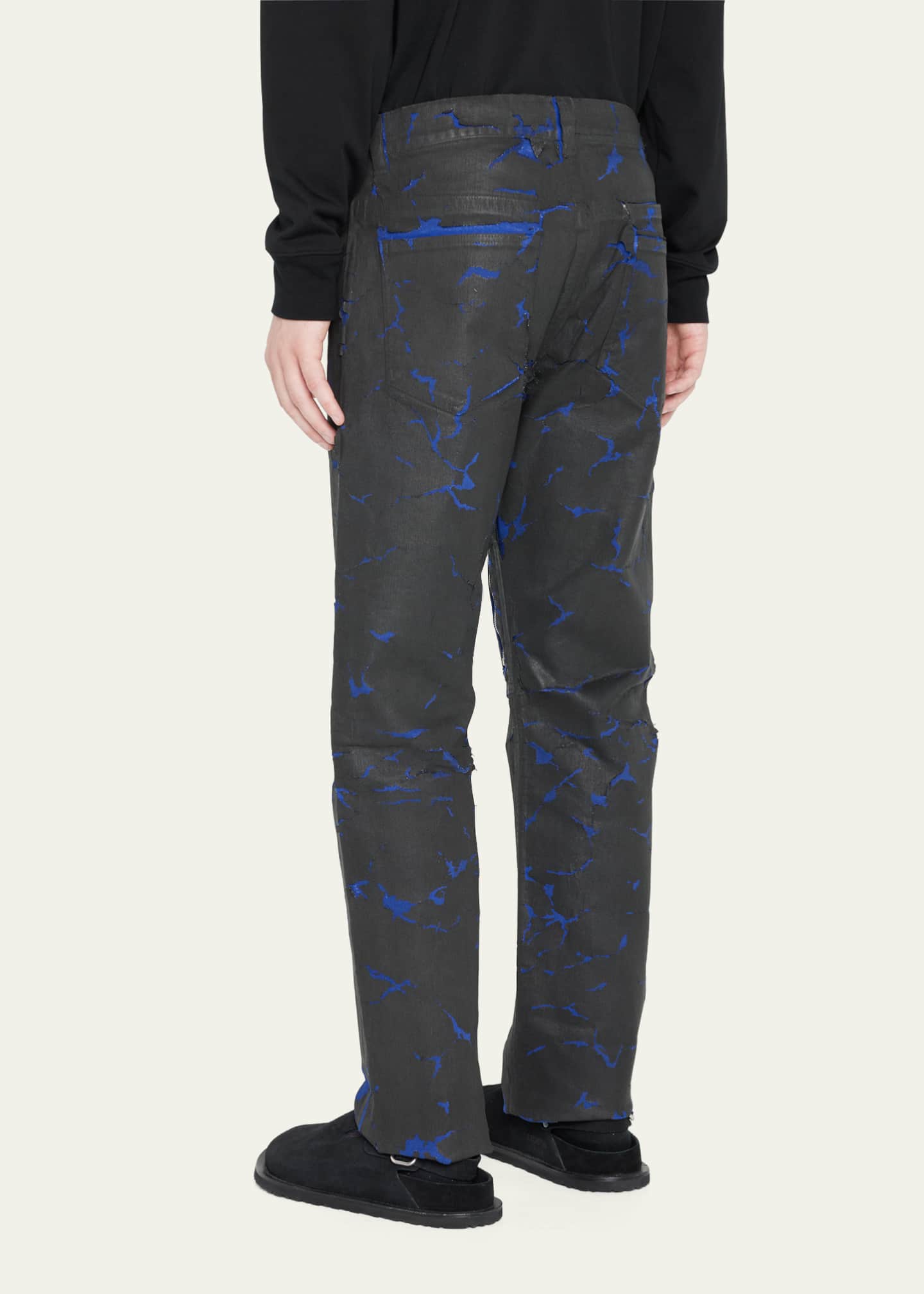 Givenchy Men's Crackled Painted Denim Pants Bergdorf Goodman