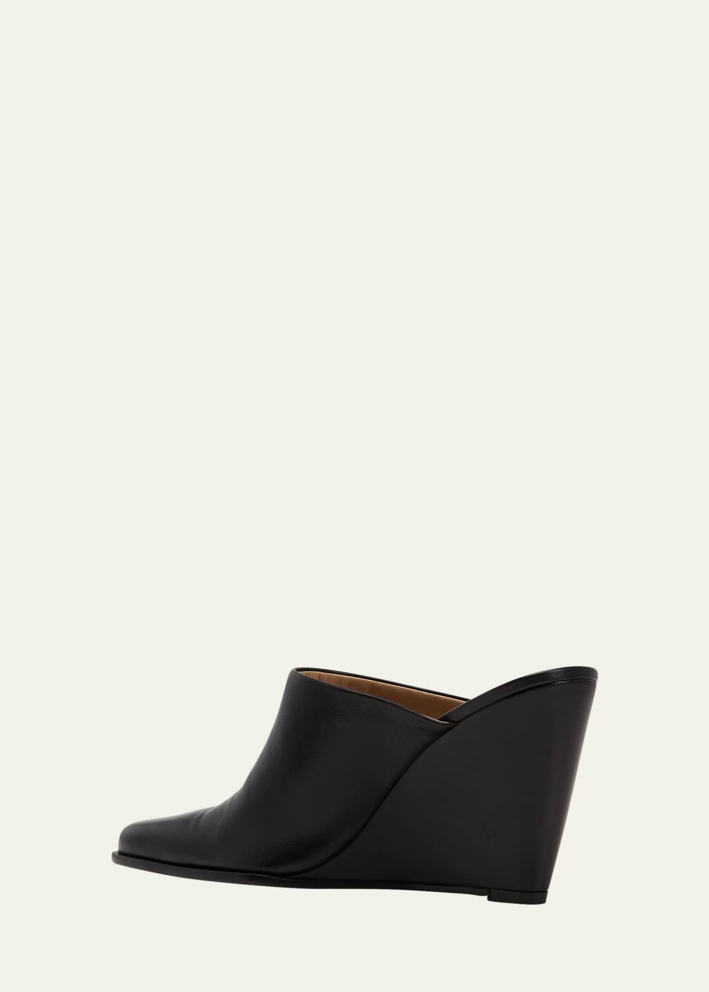 Womens Shoes Heels Wedge sandals Wandler Gaia Leather Wedge Mules in Black 