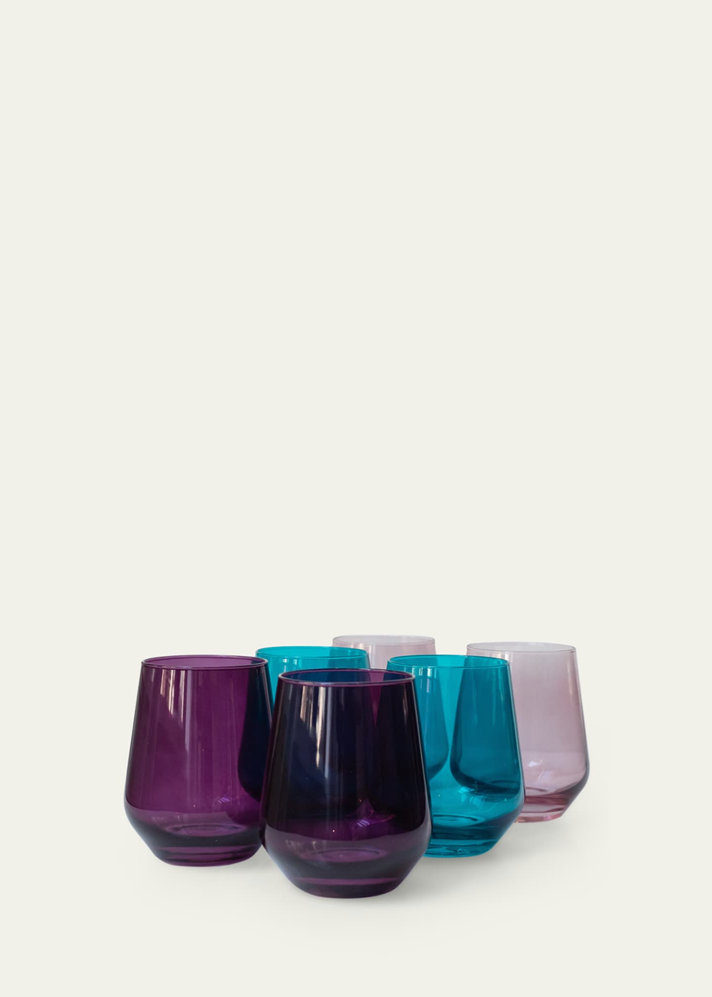 Estelle Colored Glass Fall Mixed Stemless Wine Glasses, Set of 6