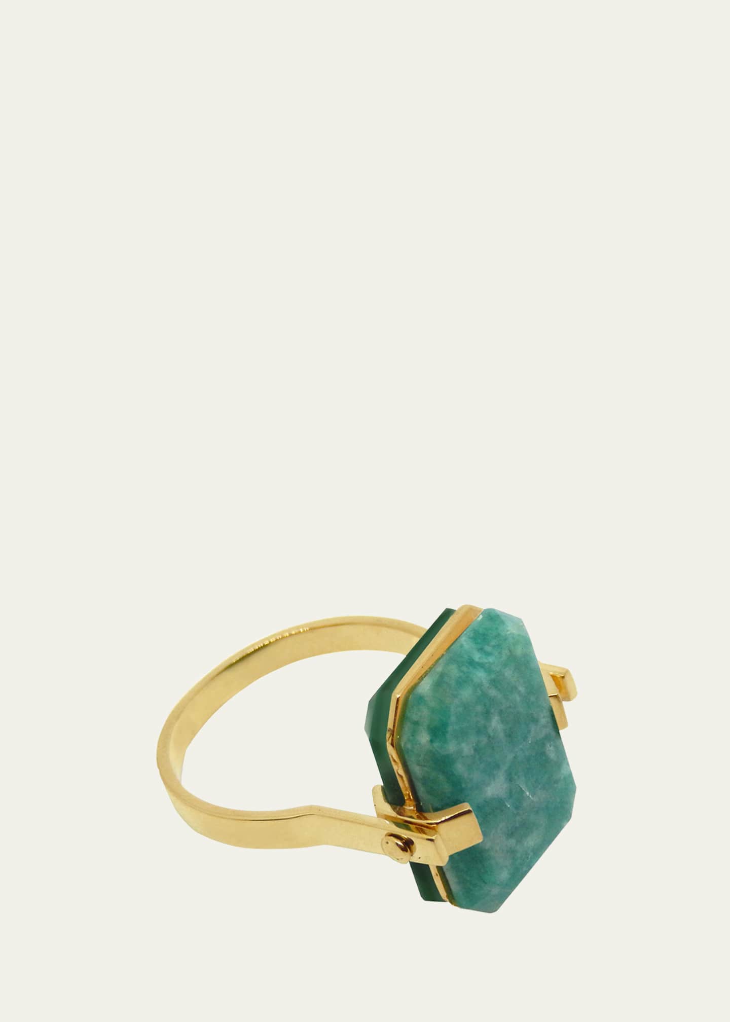 Aliita Deco Sandwich Ring with Amazonite and Green Agate Image 1 of 2
