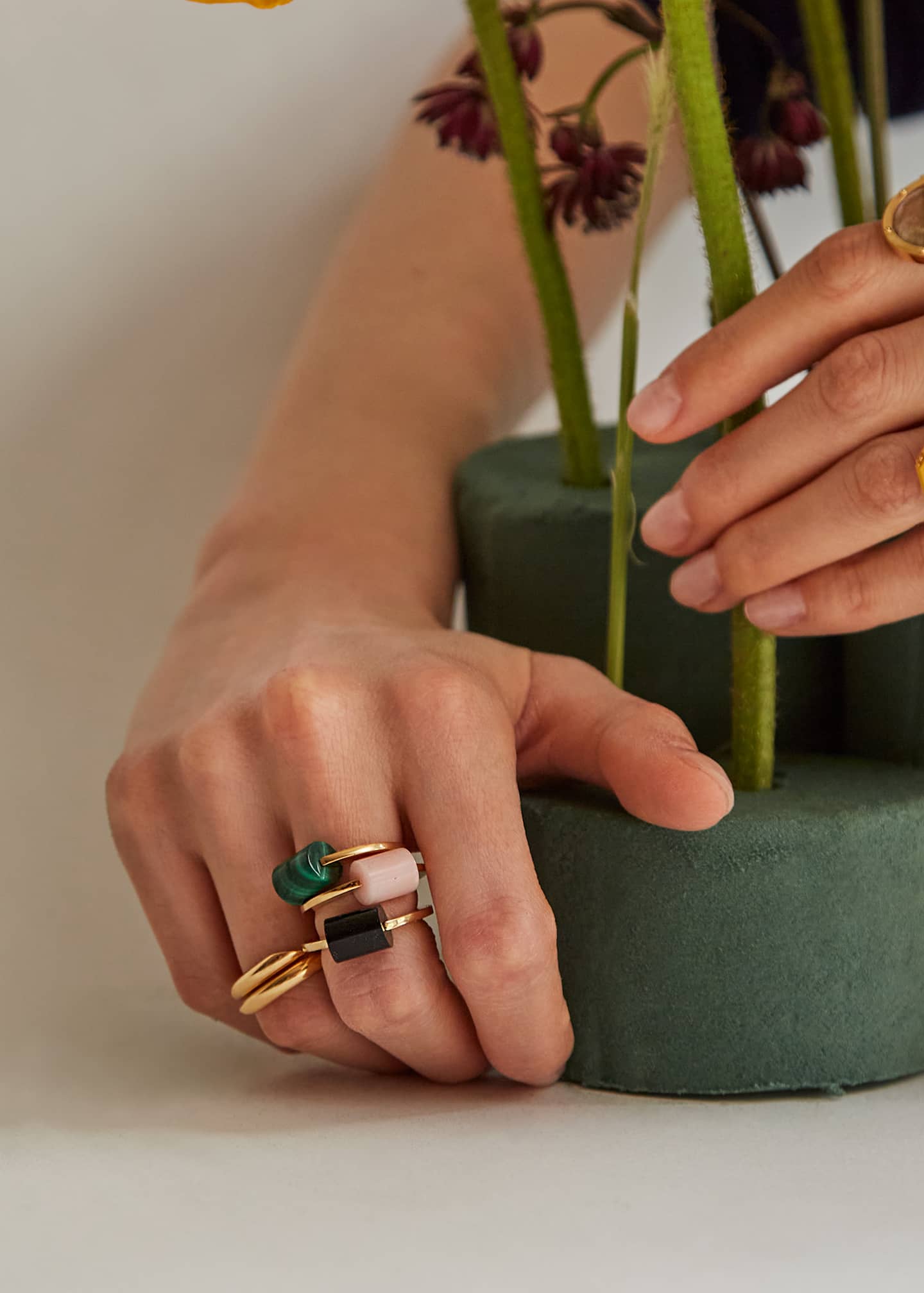 Aliita Deco Cylinder Ring with Malachite Image 2 of 2