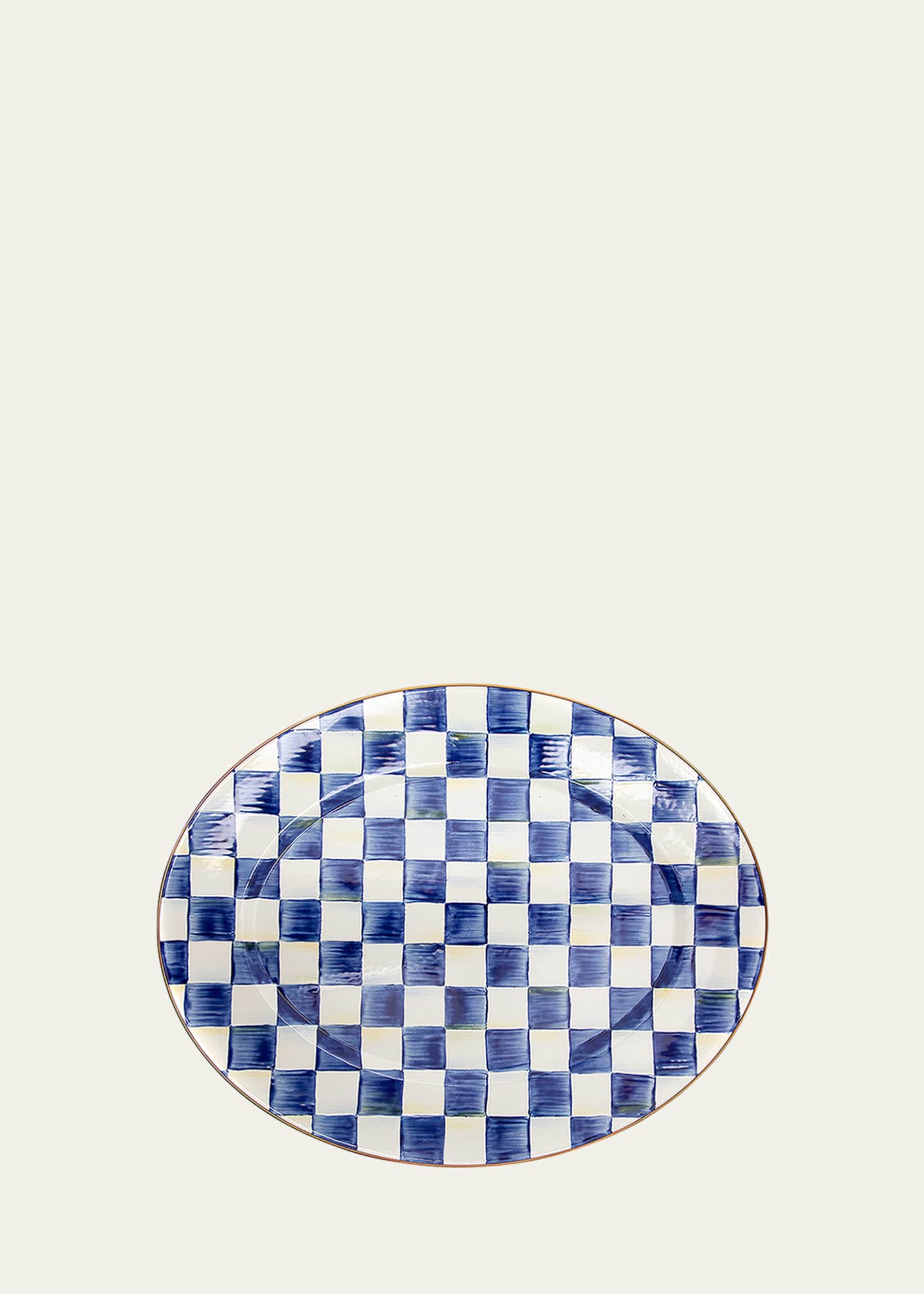 MacKenzie-Childs 22" Royal Check Enamel Oval Platter Image 1 of 2