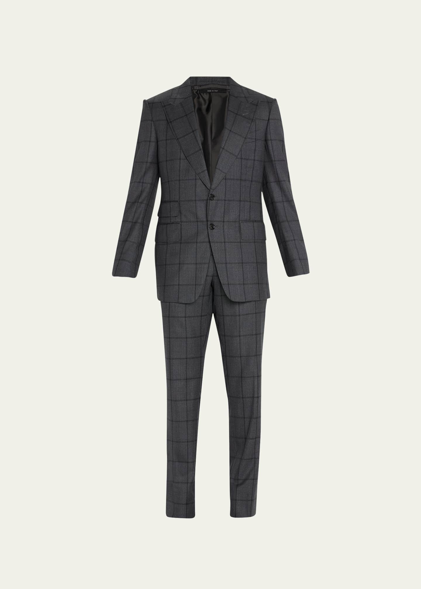 TOM FORD Men's Shelton Mouline Overcheck Suit Bergdorf Goodman