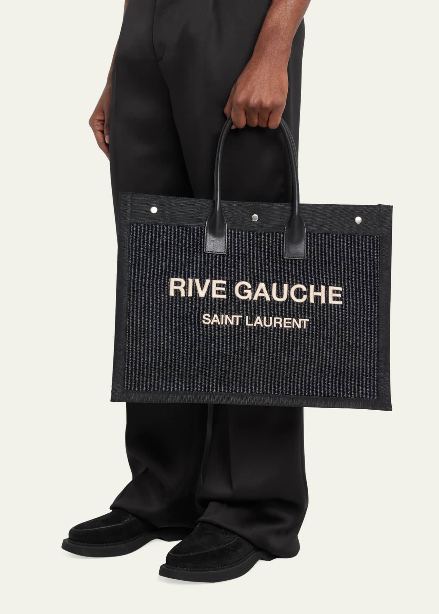 Saint Laurent Men's Rive Gauche Canvas Tote Bag