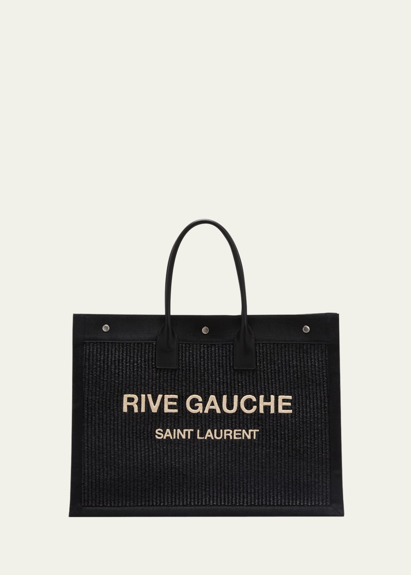 Saint Laurent Men's Rive Gauche Raffia Canvas Tote Bag - Bergdorf Goodman