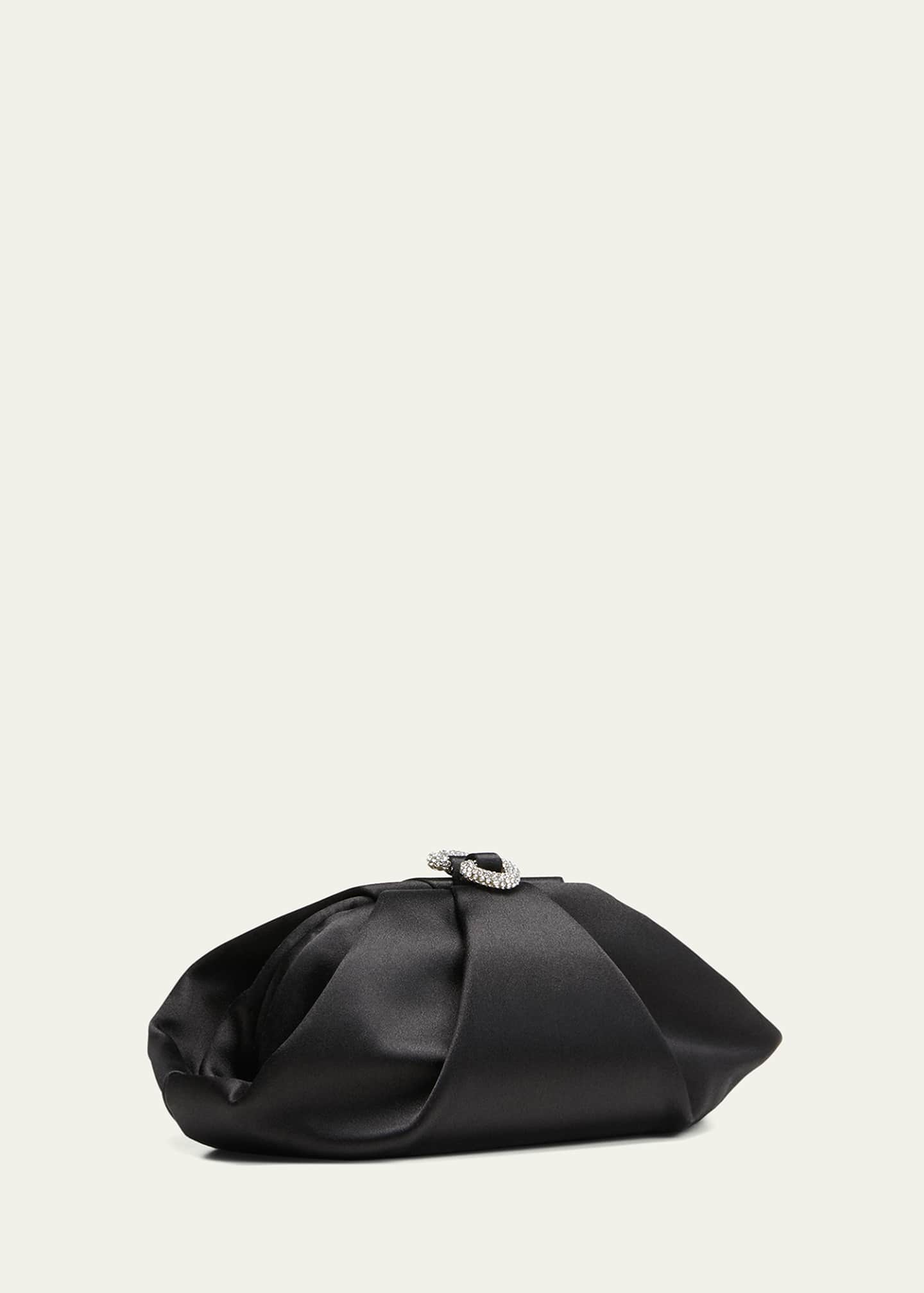Black Frame Detail Ruched Clutch Bag