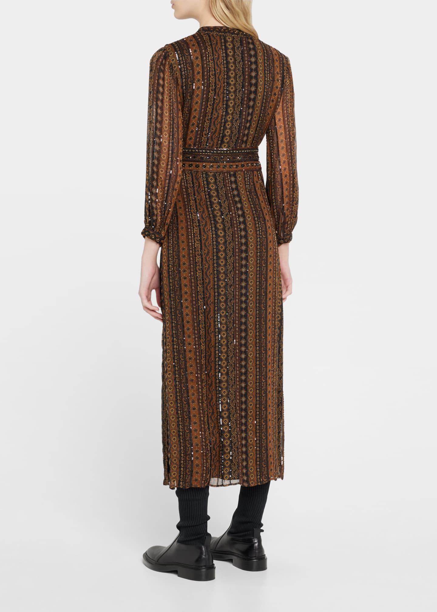 Veronica Beard Borrelli Embroidered Stripe Midi Dress - Bergdorf Goodman