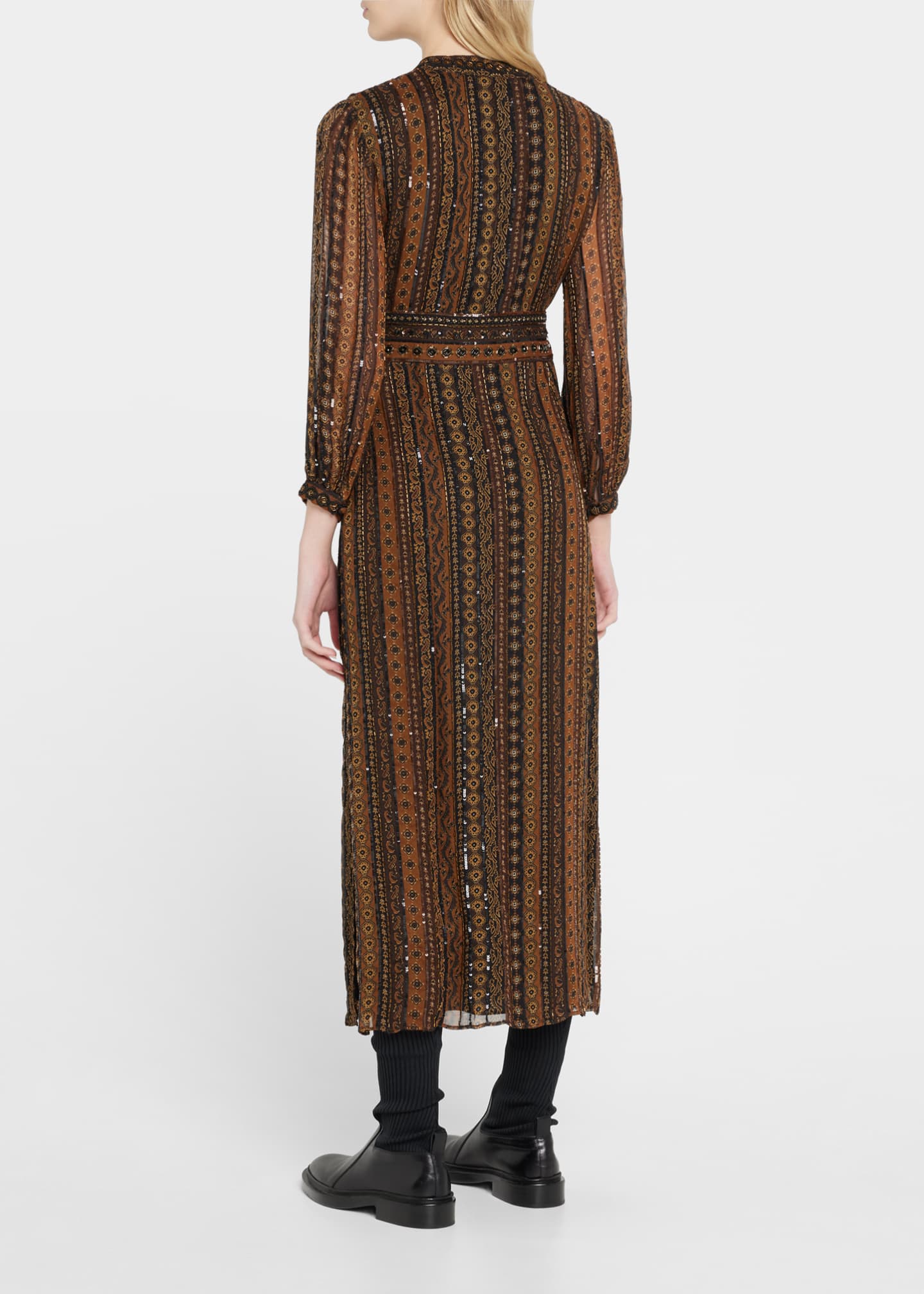 Veronica Beard Borrelli Embroidered Stripe Midi Dress Bergdorf Goodman