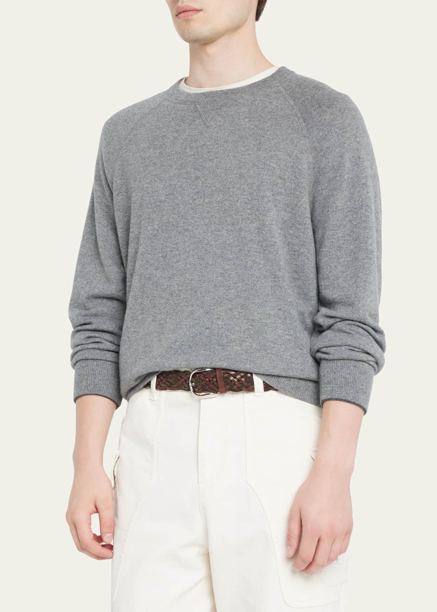 Brunello Cucinelli Men's Cashmere Crewneck Sweater Image 4 of 5