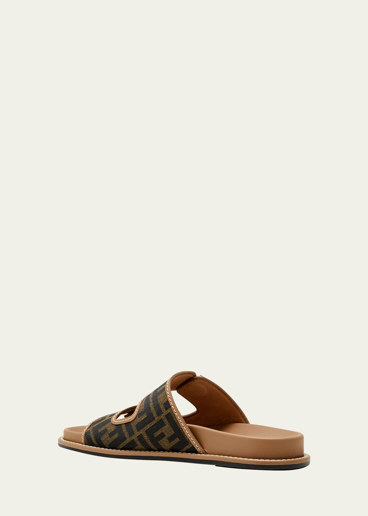 Fendi Kids Baby Leather FF Logo Sandals in Brown