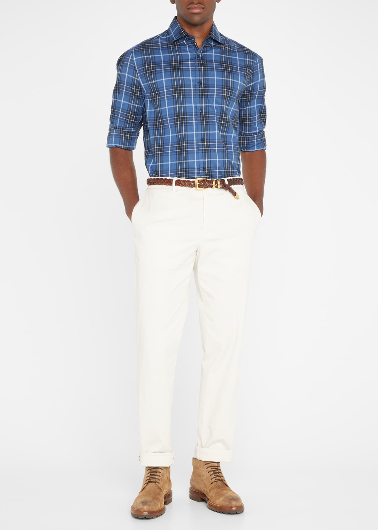 Brunello Cucinelli Men's Spread Collar Dress Shirt Bergdorf Goodman