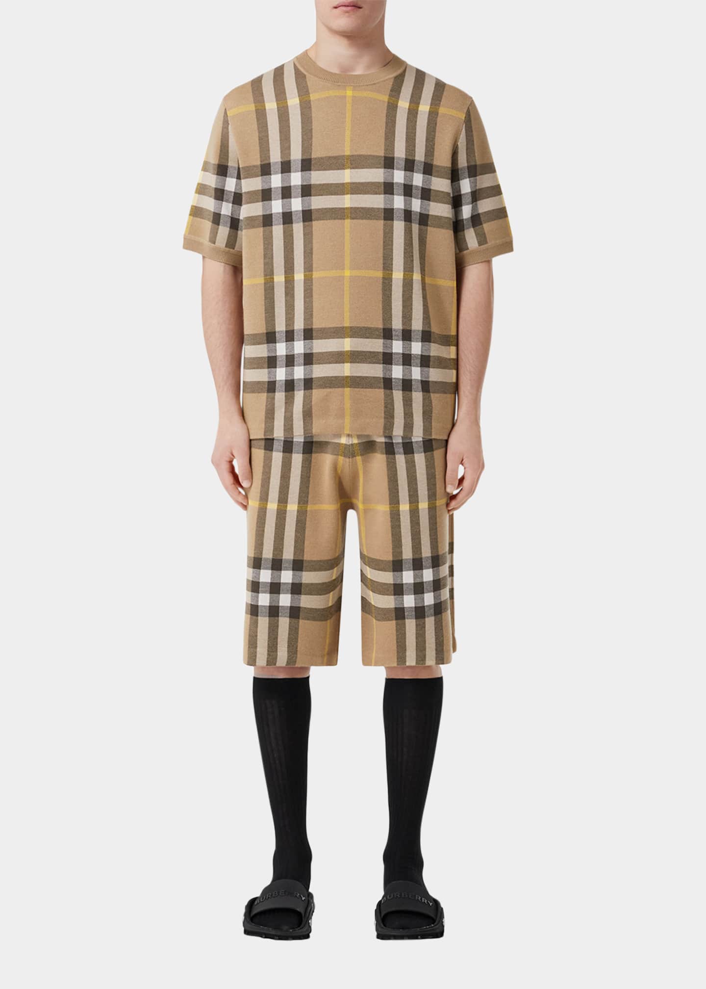 Burberry Men's Weaver Knit Check Shorts Bergdorf Goodman