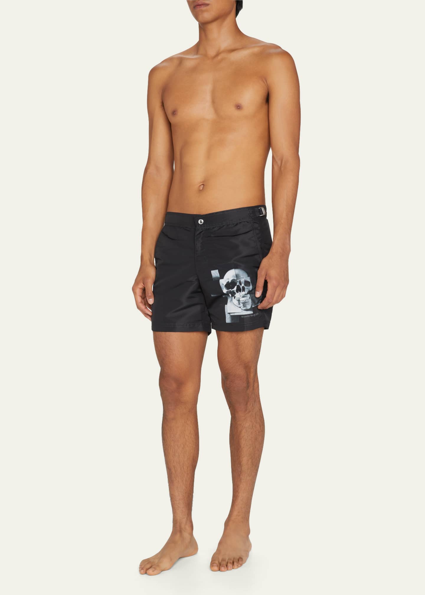 Alexander McQueen Men's Skull Photo Collage Swim Trunks Bergdorf Goodman