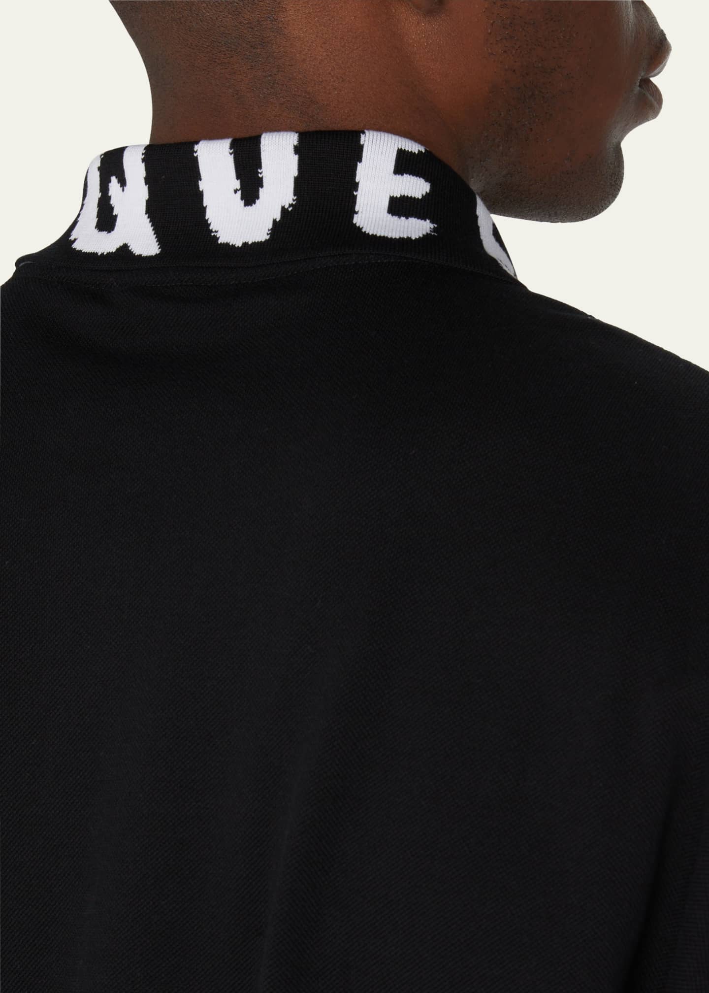 McQueen Men's Oversized Graffiti-Collar Polo Shirt Image 5 of 5