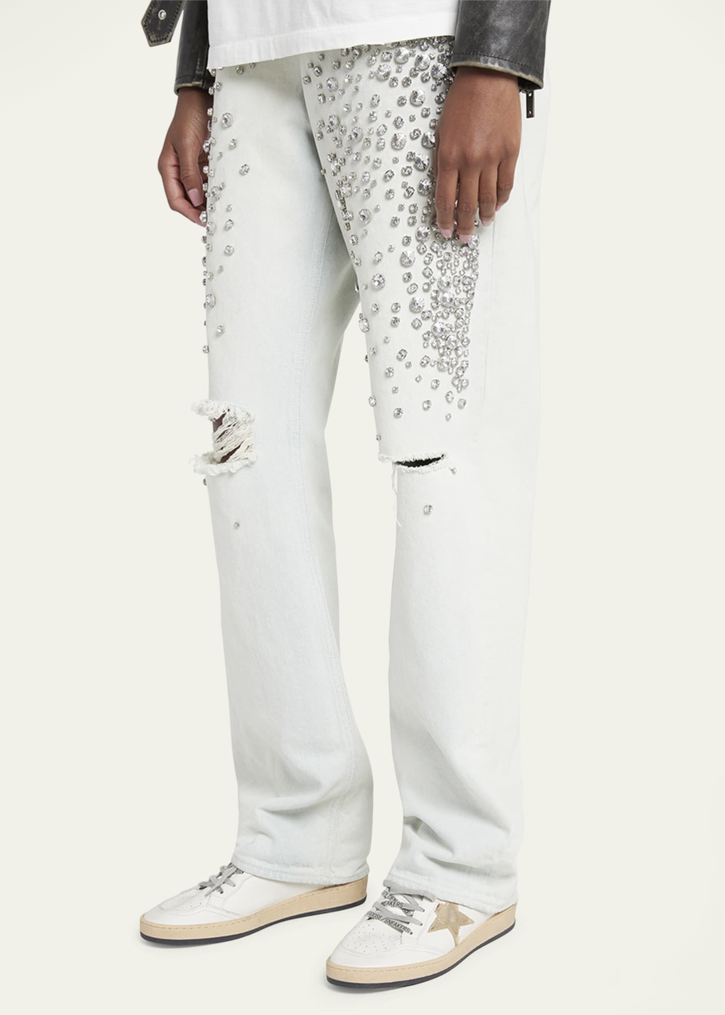 Golden Goose Ballstar Mixed Leather Low-Top Sneakers Image 2 of 5