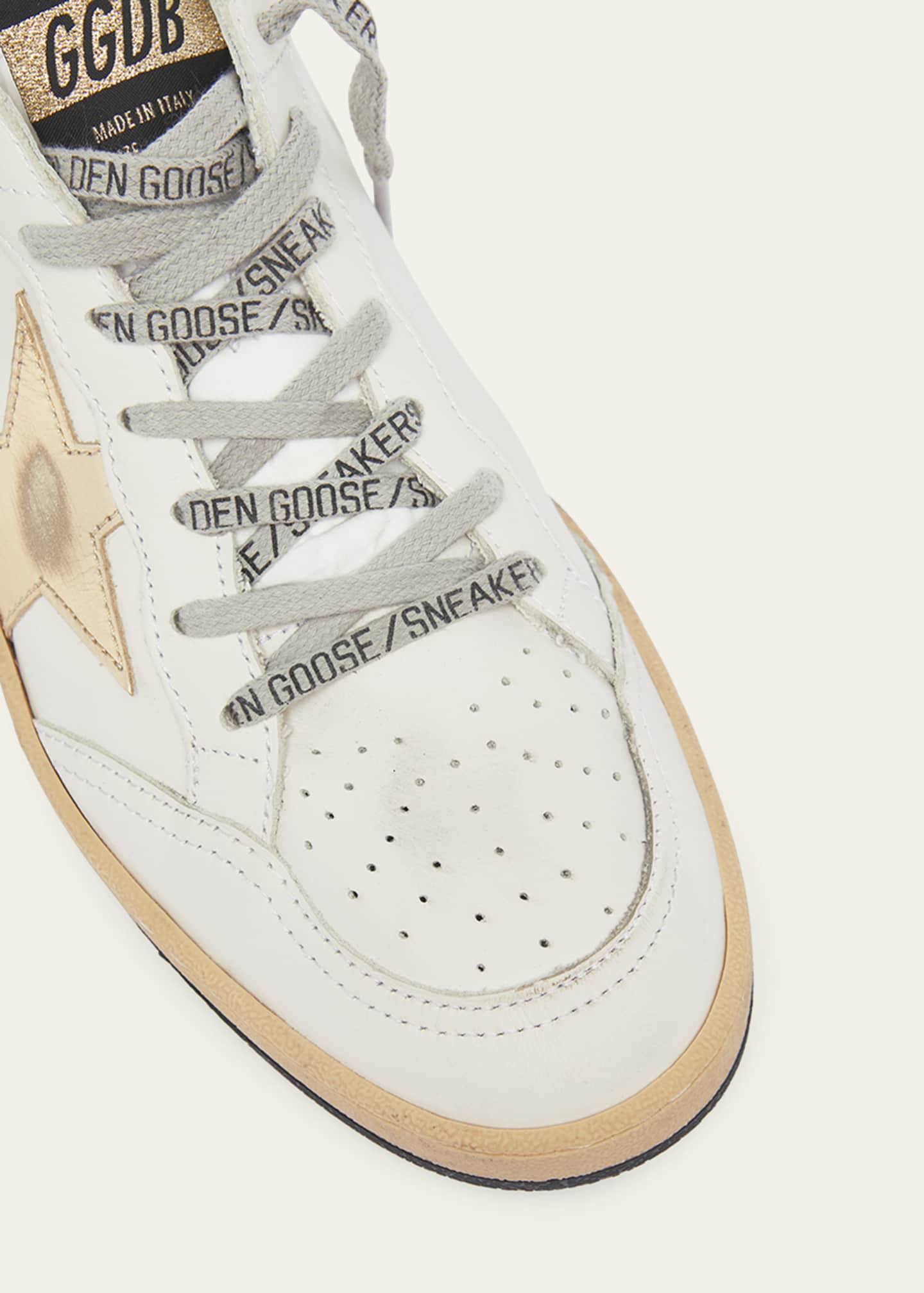 Golden Goose Ballstar Mixed Leather Low-Top Sneakers Golden Goose Ballstar Mixed Leather Low-Top Sneakers