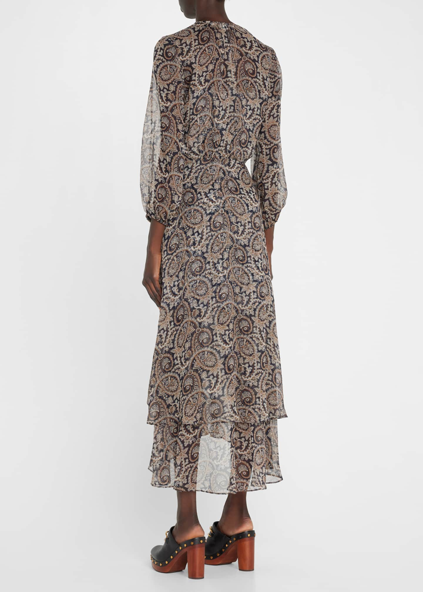 Veronica Beard Quilin High-Low Silk Paisley Midi Dress - Bergdorf Goodman