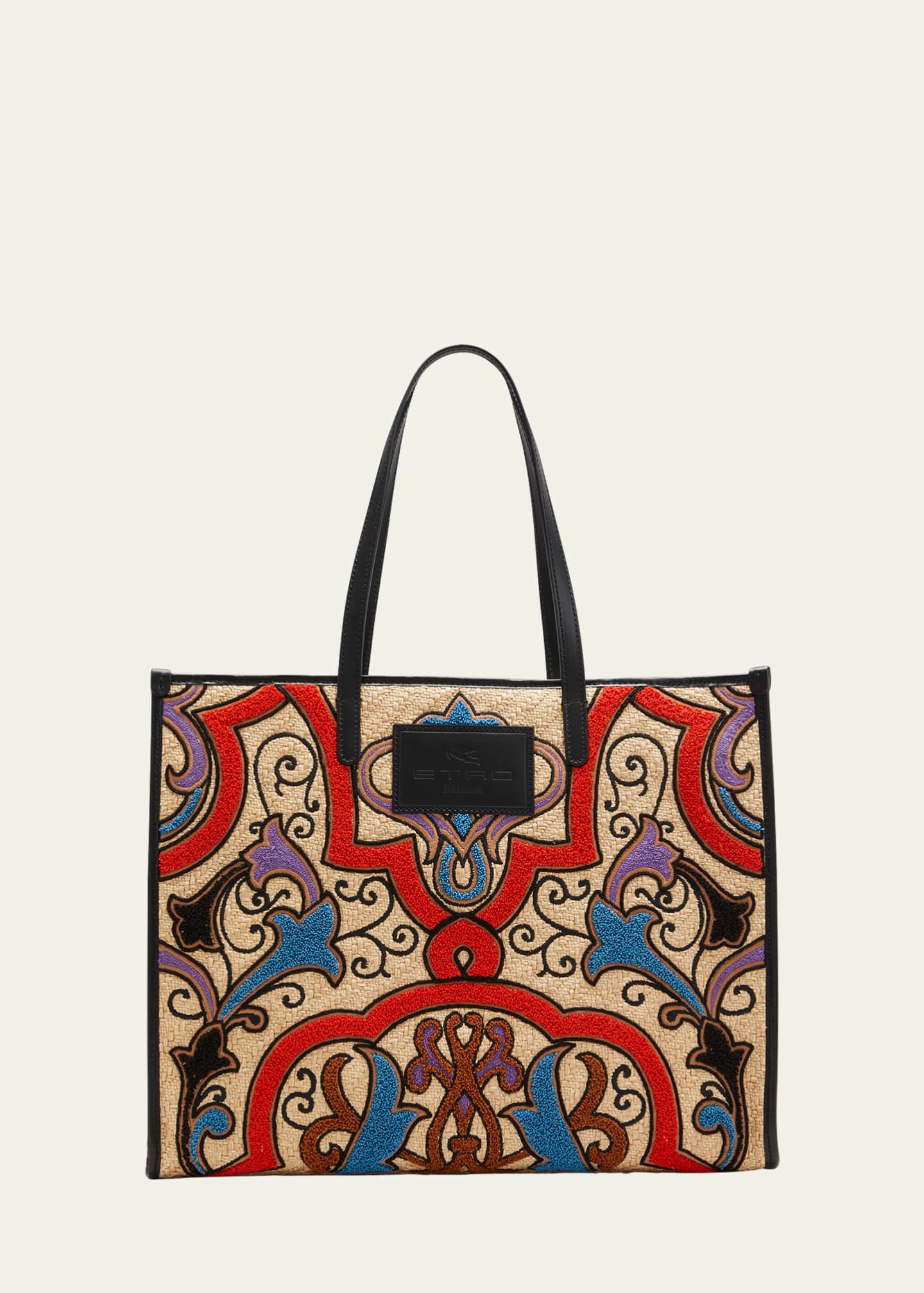 afbreken lint Blijven Etro Globestrotter Embroidered Raffia Shopping Tote Bag - Bergdorf Goodman