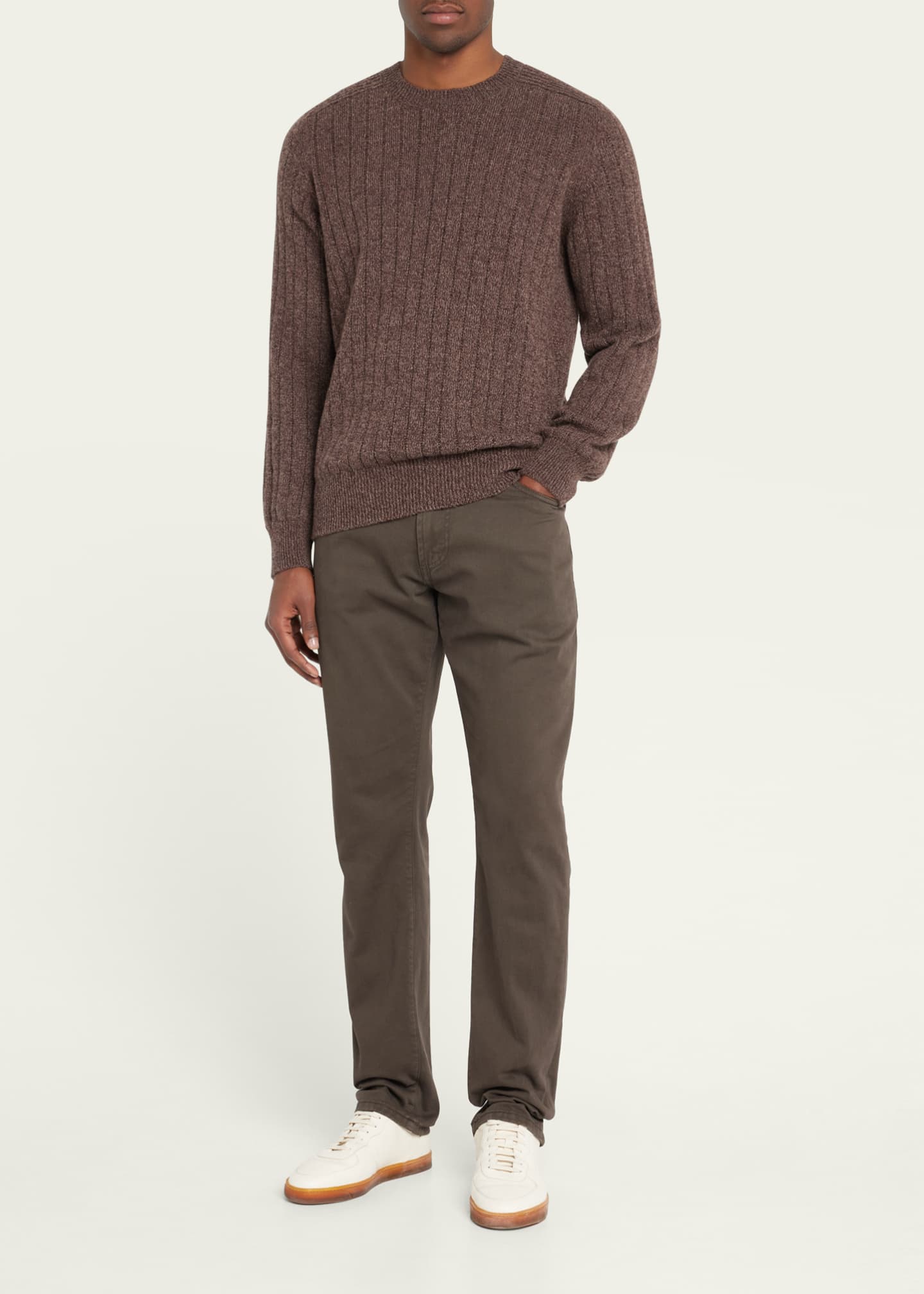 Bergdorf Goodman Men's 7GG Cashmere Rib Crewneck Sweater Bergdorf Goodman