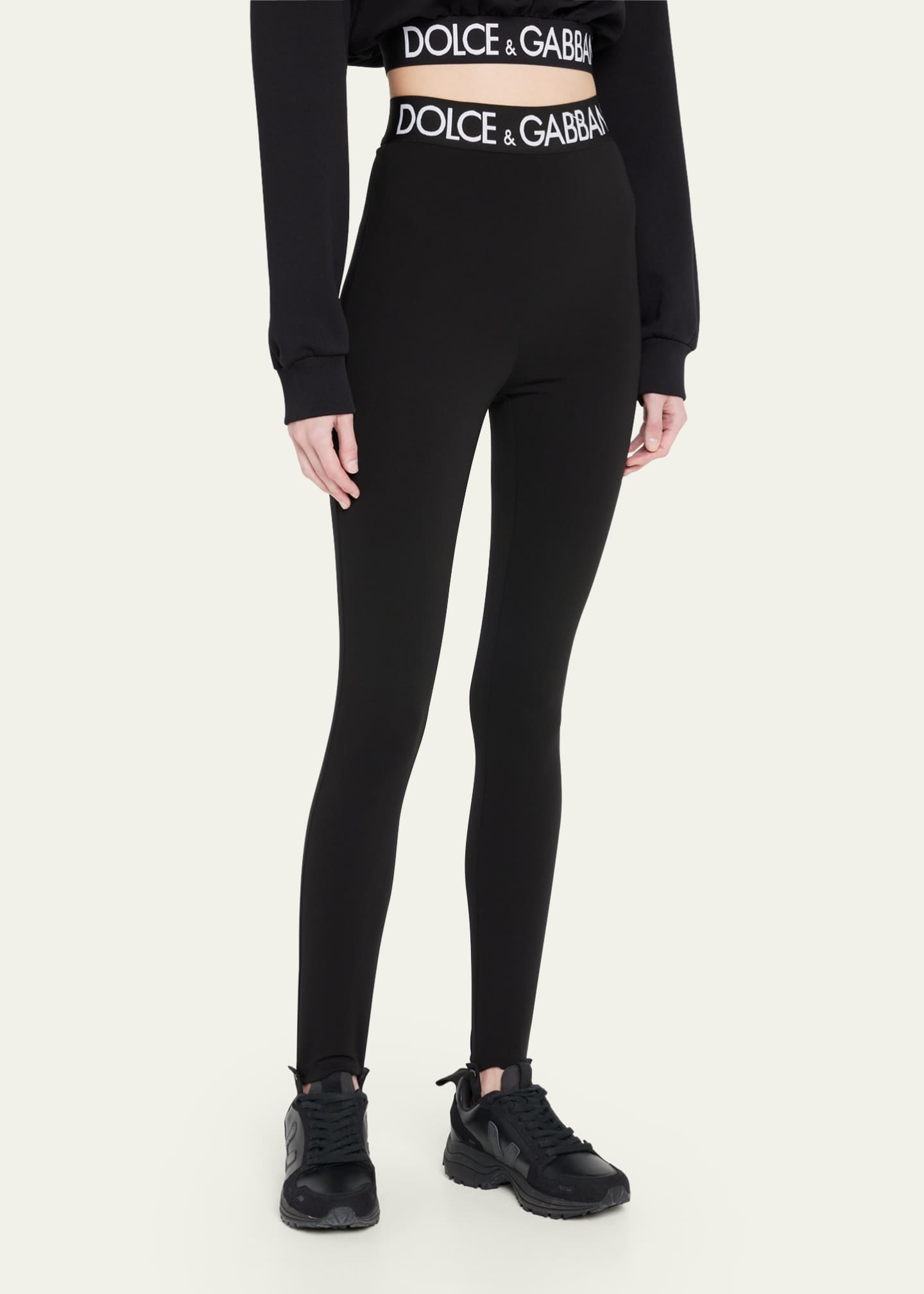 Dolce&Gabbana Branded Elastic High-Waist Leggings w/ Detachable ...