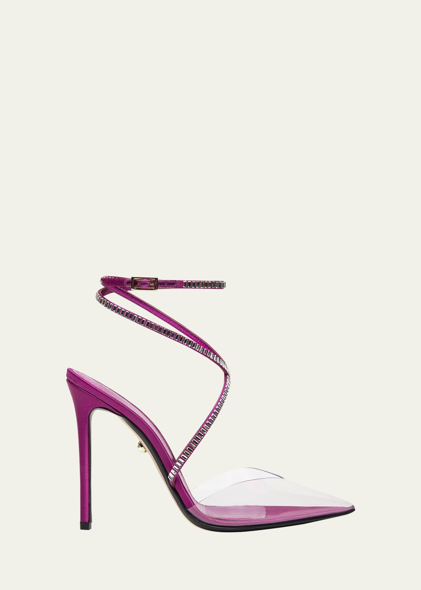 clear embellished pumps