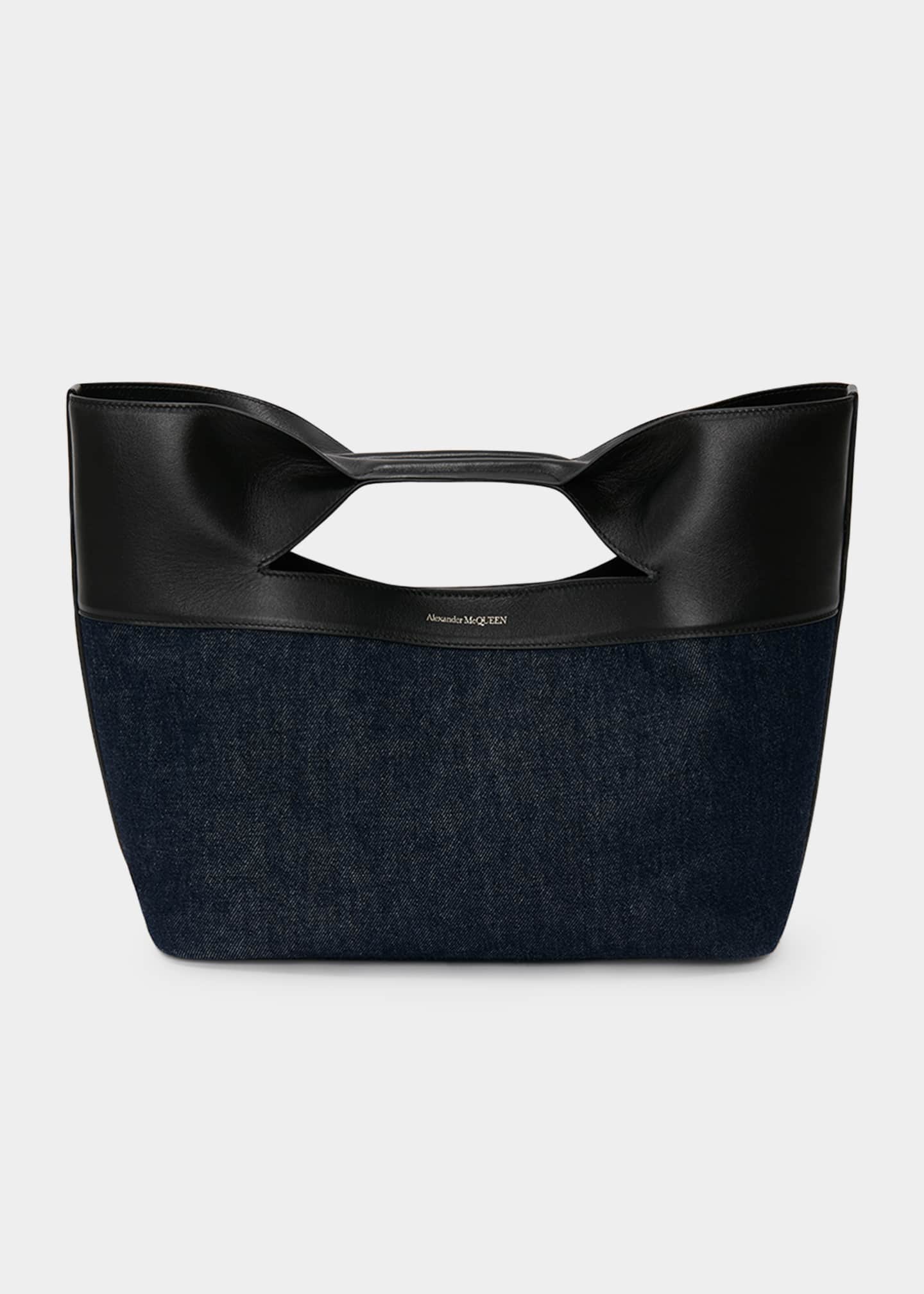 Alexander McQueen The Bow Small Denim Leather TopHandle Bag Bergdorf