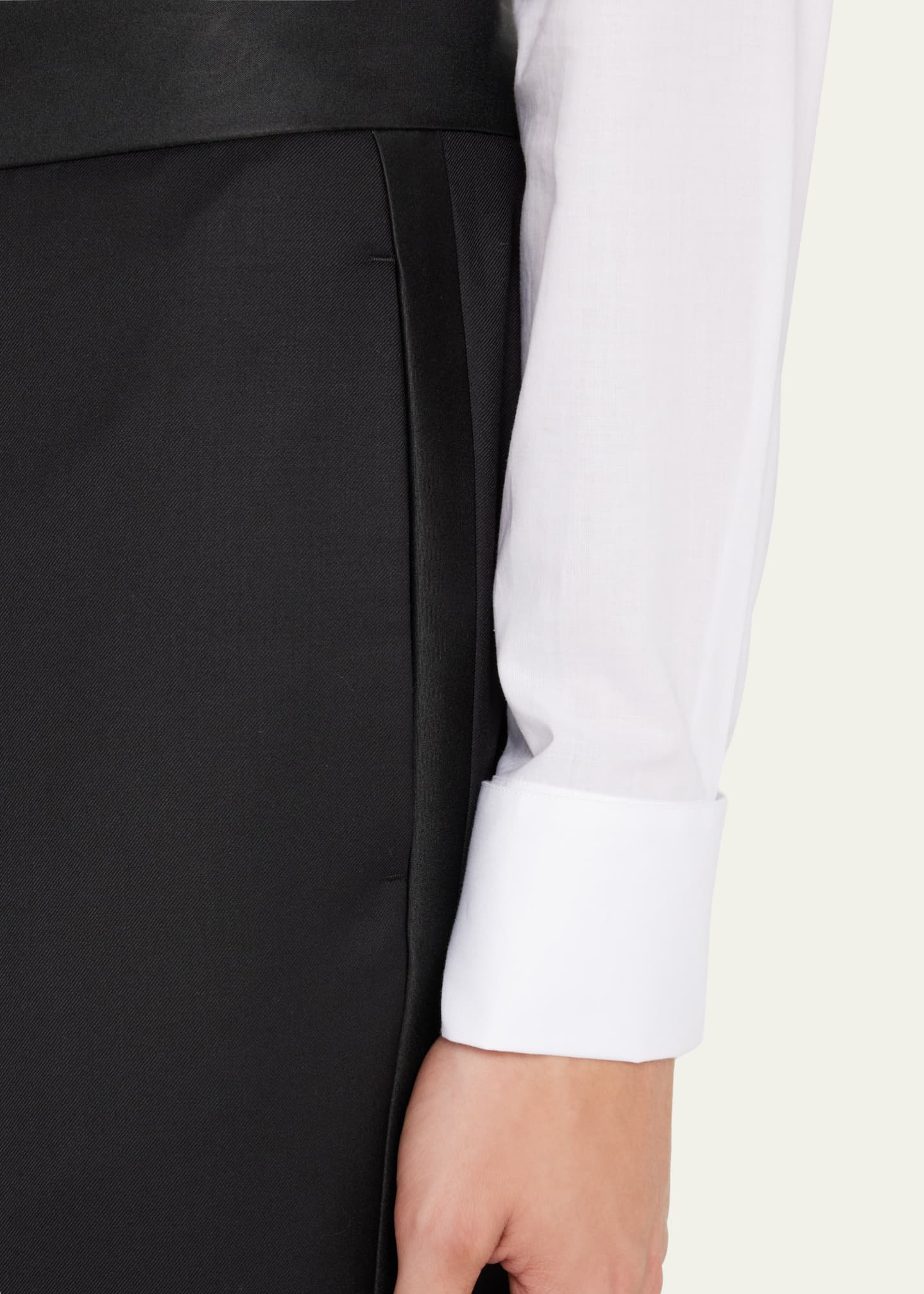 Giorgio Armani Men's Tonal Wool-Blend Tuxedo Pants Image 5 of 5