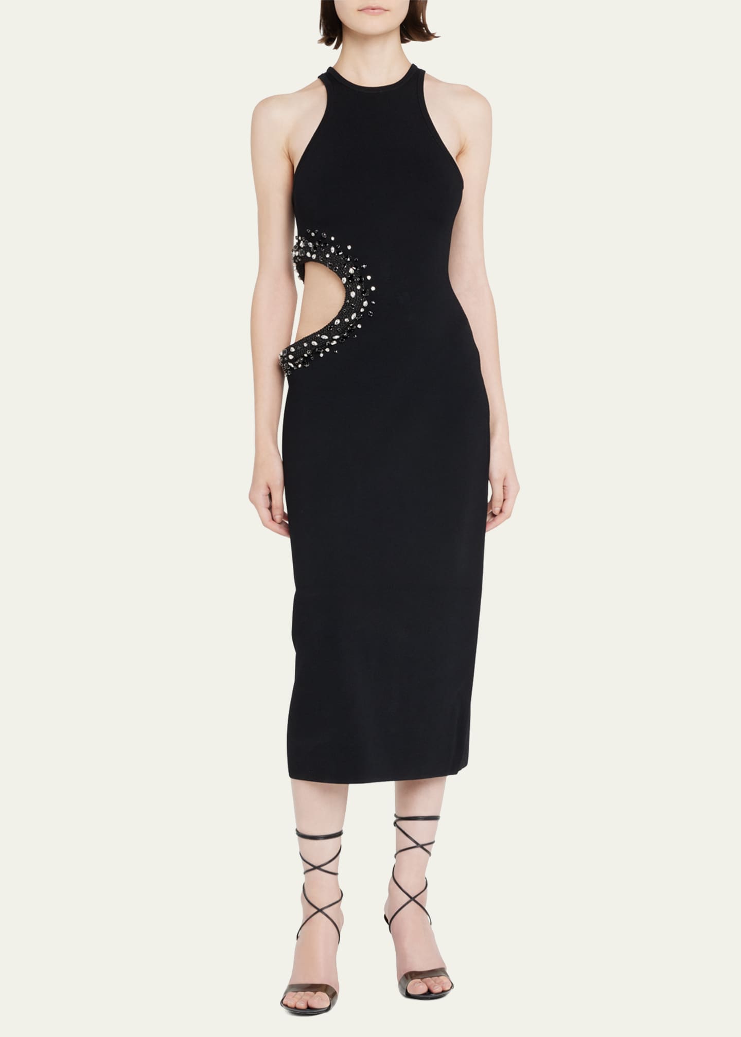 Cult Gaia Katina Rhinestone Cutout Midi Knit Dress Bergdorf Goodman